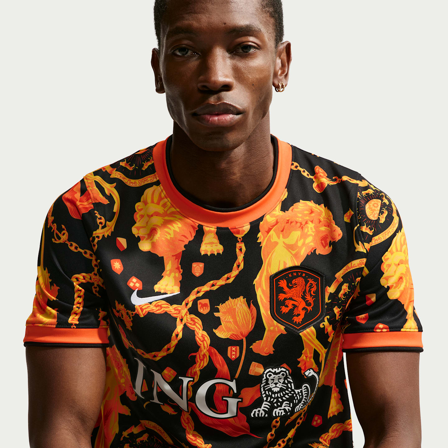 Мужской футбольный топ с коротким рукавом Nike Netherlands x Patta Academy Pro, цвет: Чёрный / Белый — фото 3