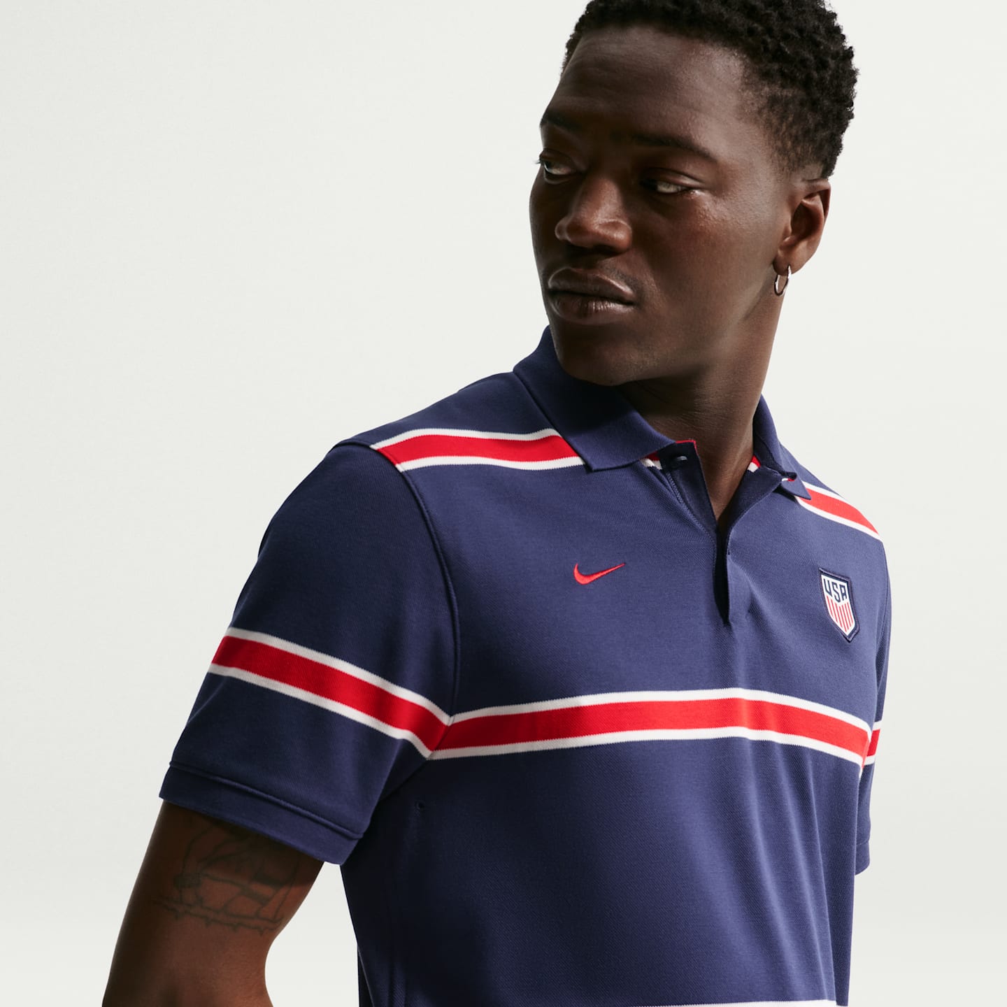 Мужские поло Usmnt The Nike Polo Dri-FIT Soccer Polo, цвет: Тёмно-синий / Молочный — фото 3