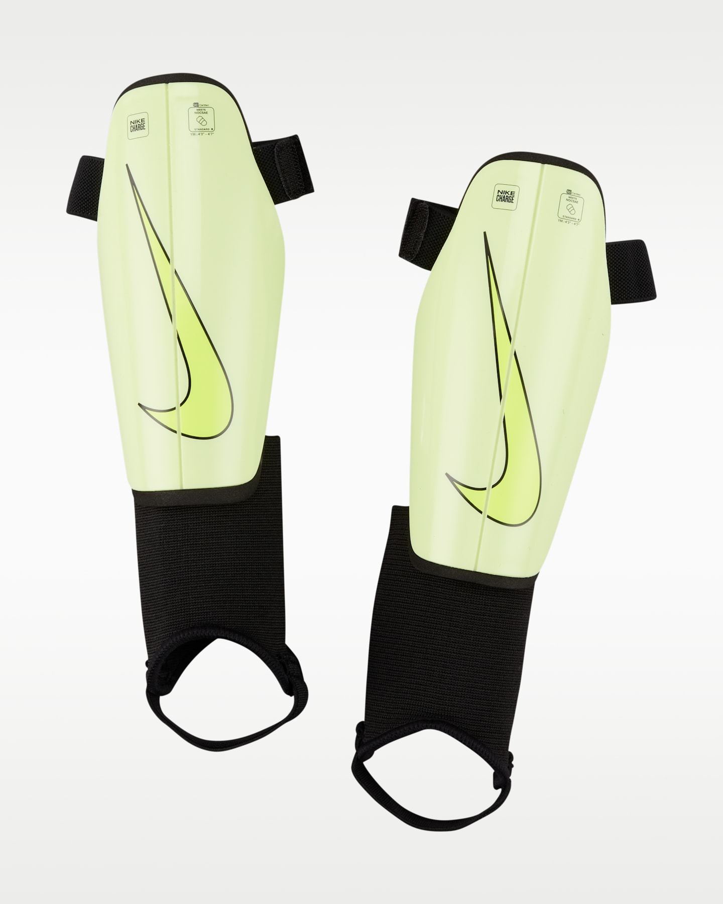Детские футбольные щитки Nike Charge, цвет: Кислотно-жёлтый / Чёрный — фото 2