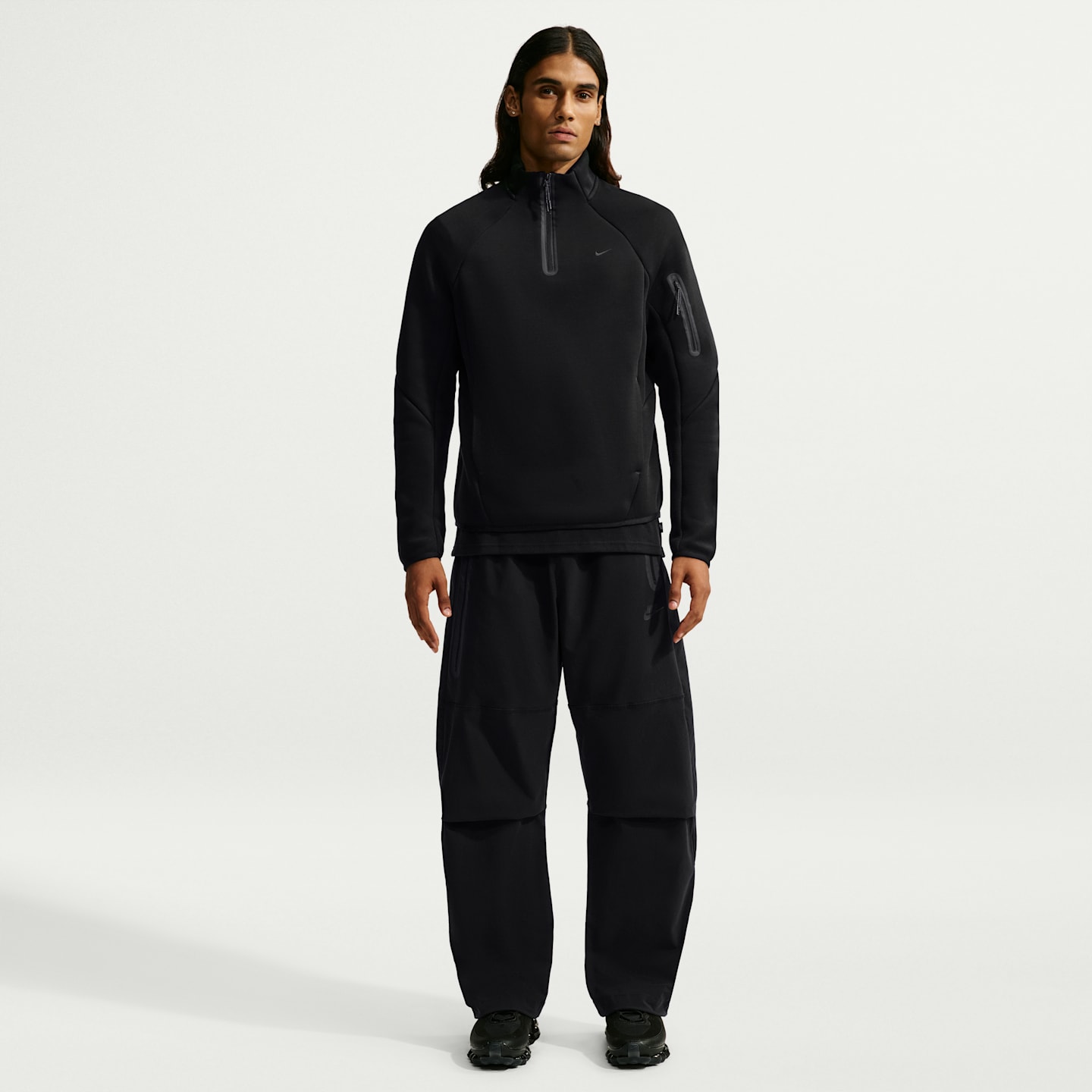 Мужской флисовый топ Nike Tech на молнии 1/4, цвет: Чёрный — фото 4
