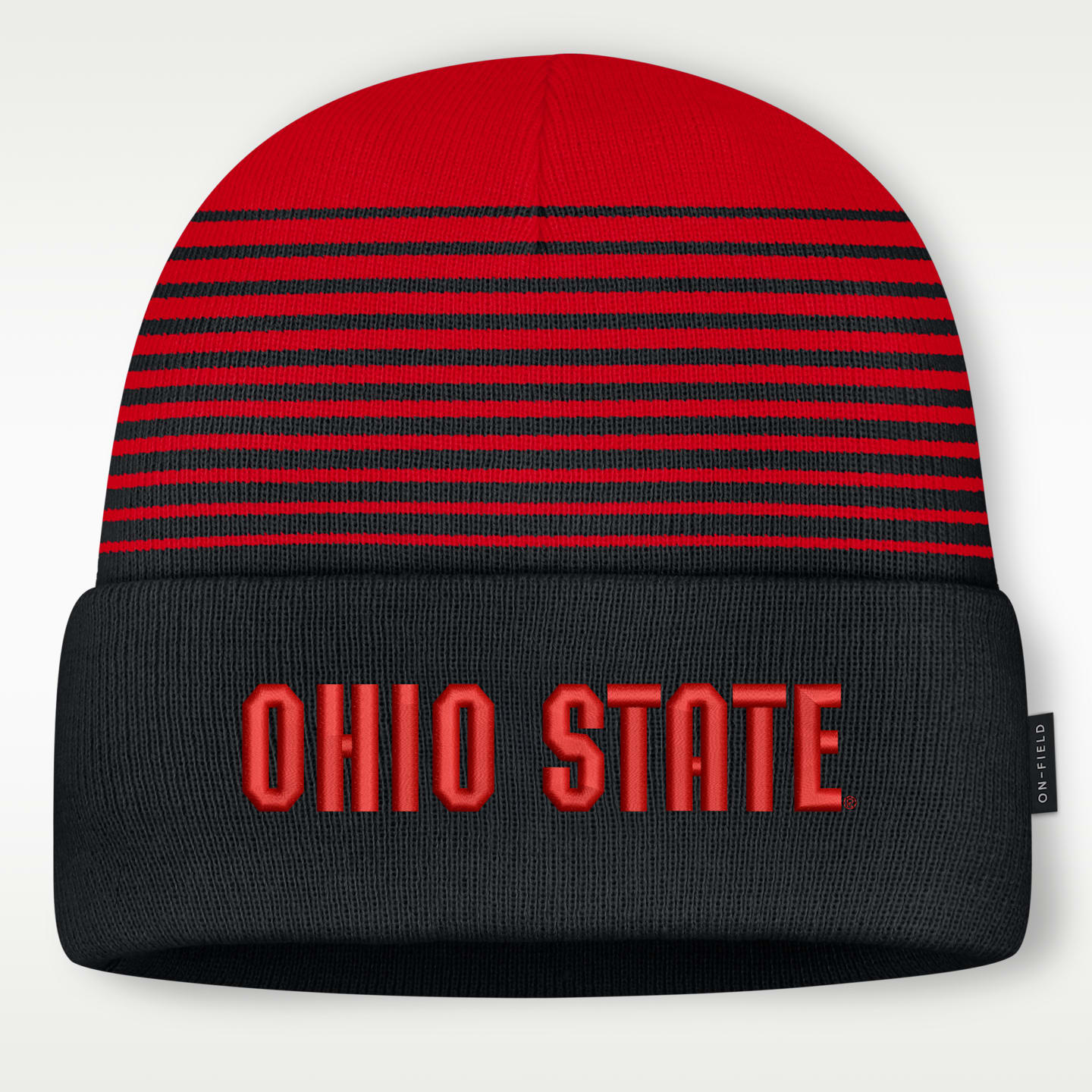 Мужская шапка-бини Nike Ohio State Sideline Utility с отворотом, цвет: Красный / Чёрный — фото 1
