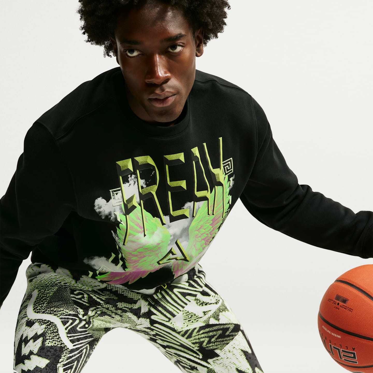 Мужские толстовки Nike Giannis Fleece Crew, цвет: Чёрный — фото 3