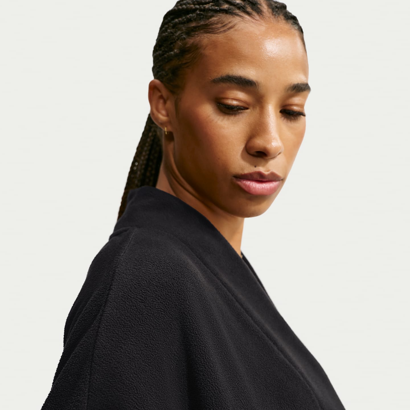 Женский флисовый кардиган Nike One Therma-FIT, цвет: Чёрный / Белый — фото 2
