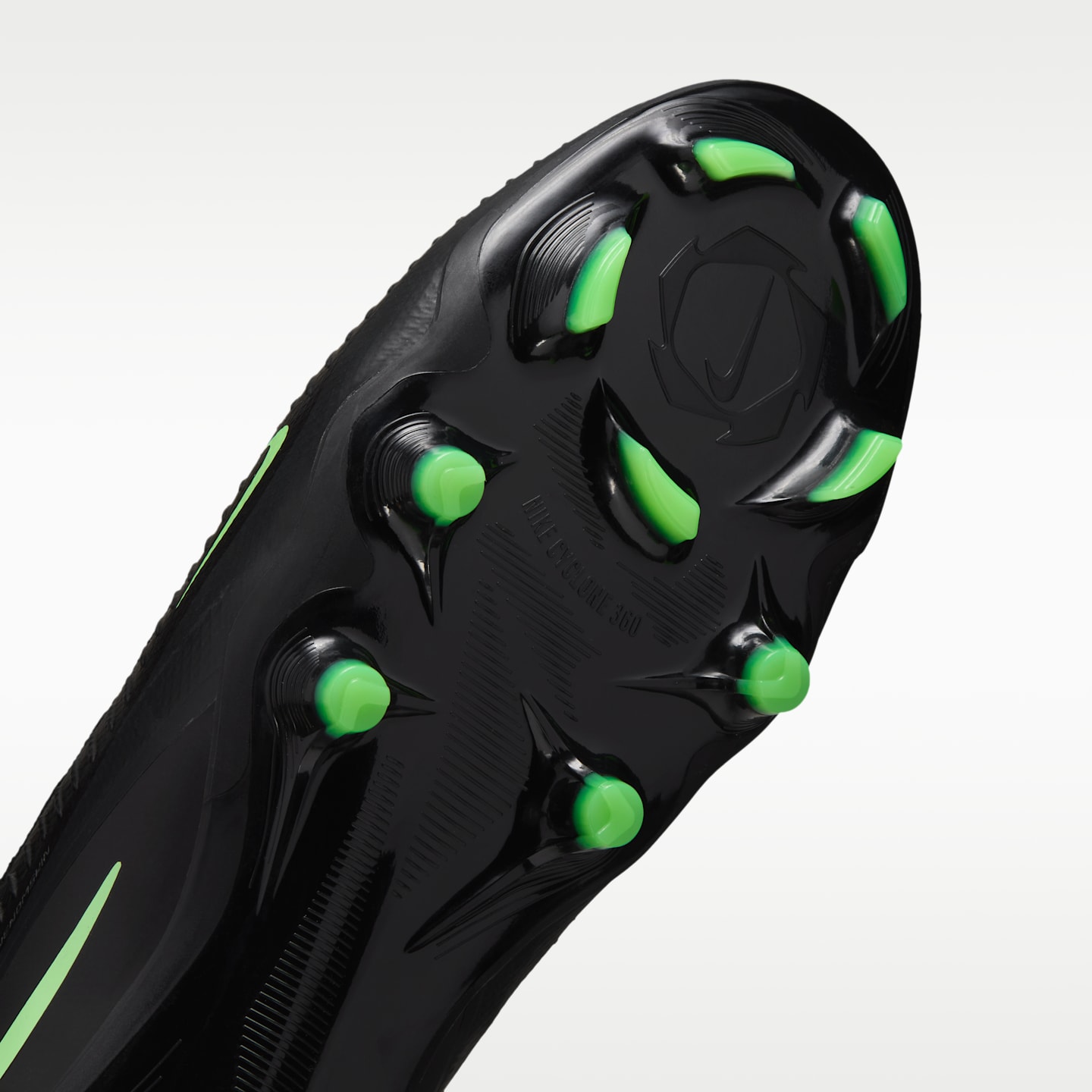 Мужские бутсы Nike Phantom 6 High Pro Firm-Ground Soccer, цвет: Чёрный / Зелёный — фото 7