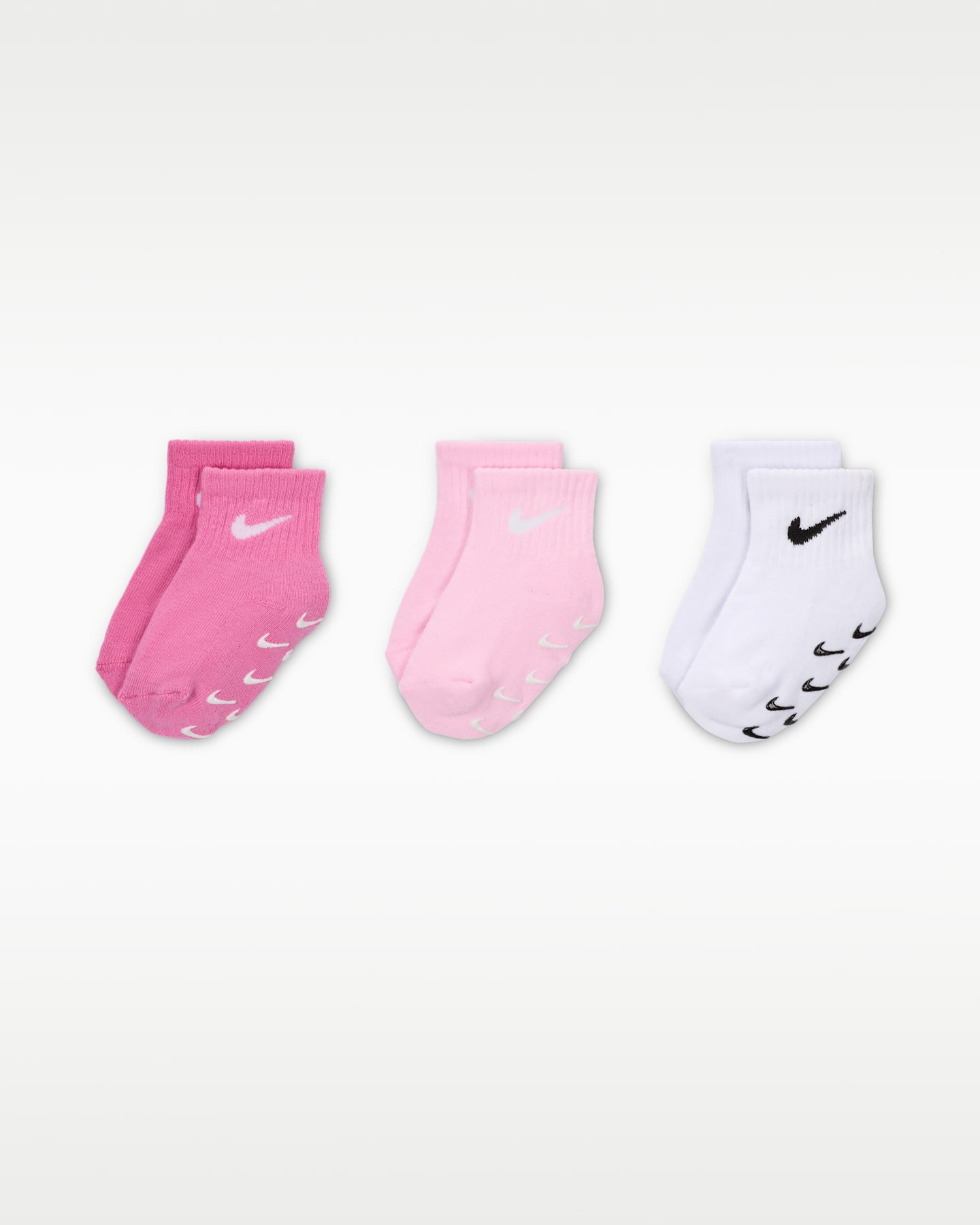 Нескользящие короткие носки для малышей Nike, 3 пары, цвет: Фламинго — фото 4