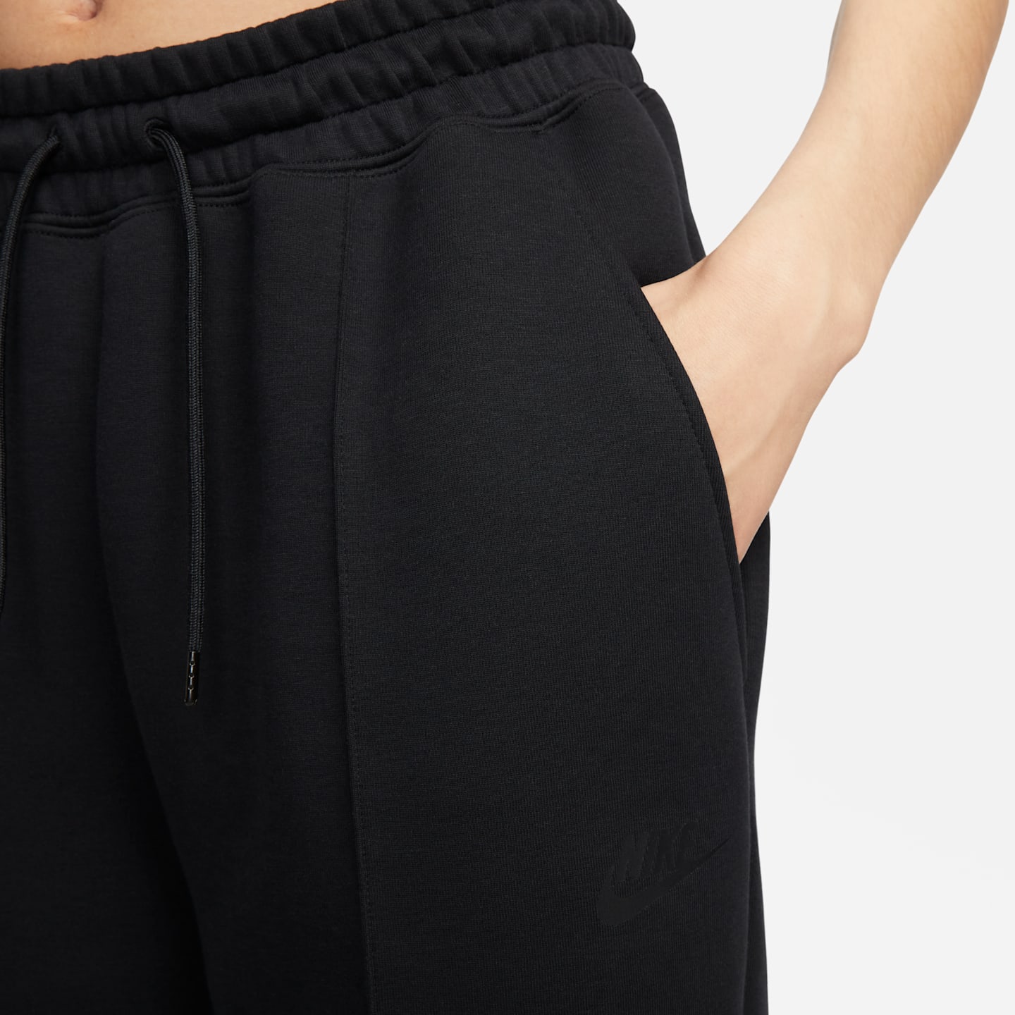 Женские джоггеры Nike Sportswear Tech Fleece со средней посадкой, большие размеры, цвет: Чёрный — фото 4
