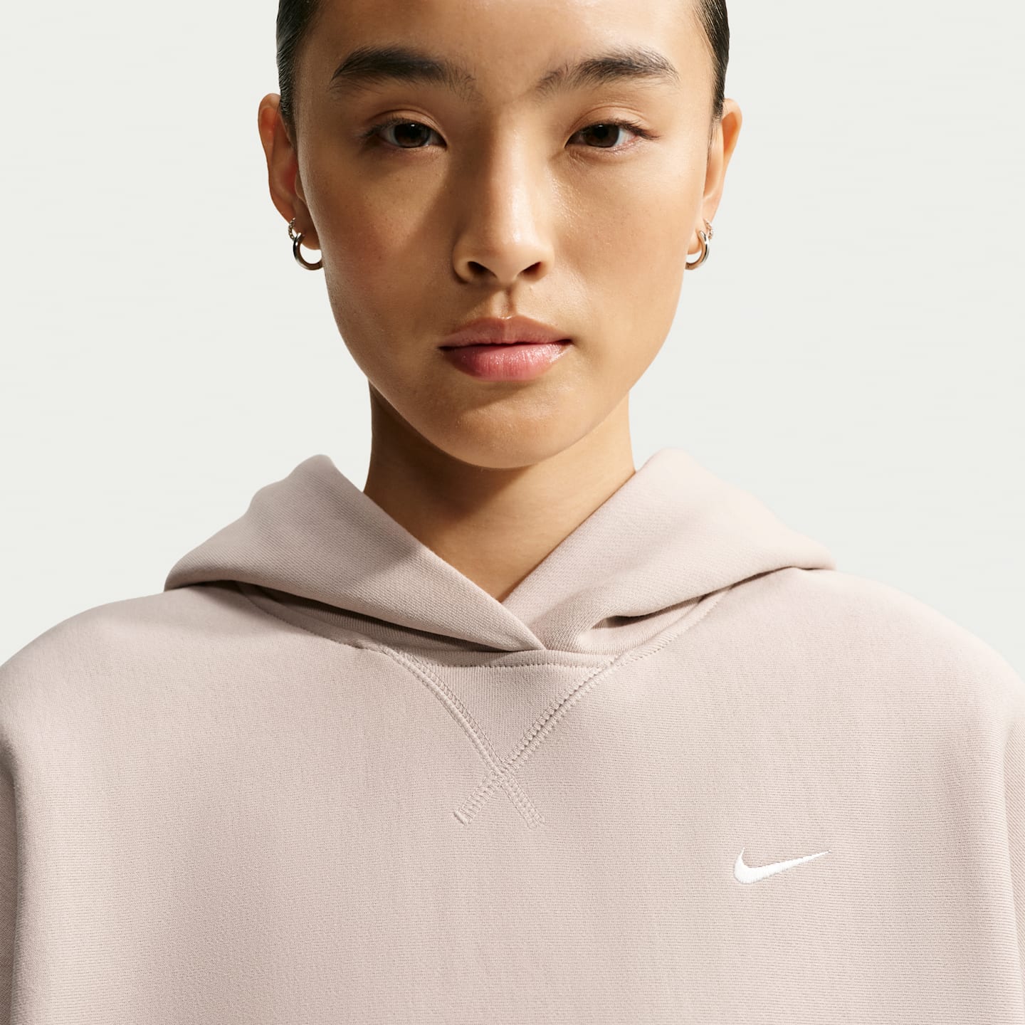 Женское худи Nike Studio Fleece Heavyweight оверсайз, цвет: Кремовый / Молочный — фото 3
