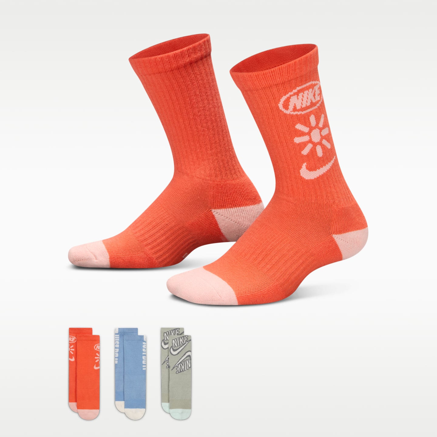 Детские носки Nike Everyday Plus Cushioned, 3 пары, цвет: Разноцветный — фото 1