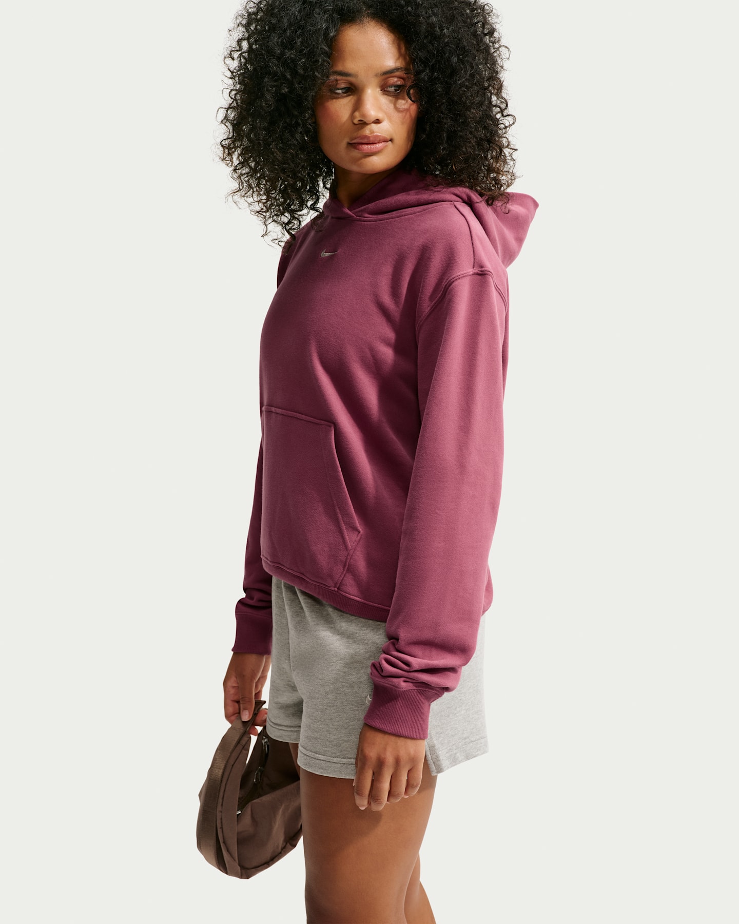 Женское худи Nike Studio Fleece Lightweight French Terry, цвет: Розовый / Молочный — фото 8