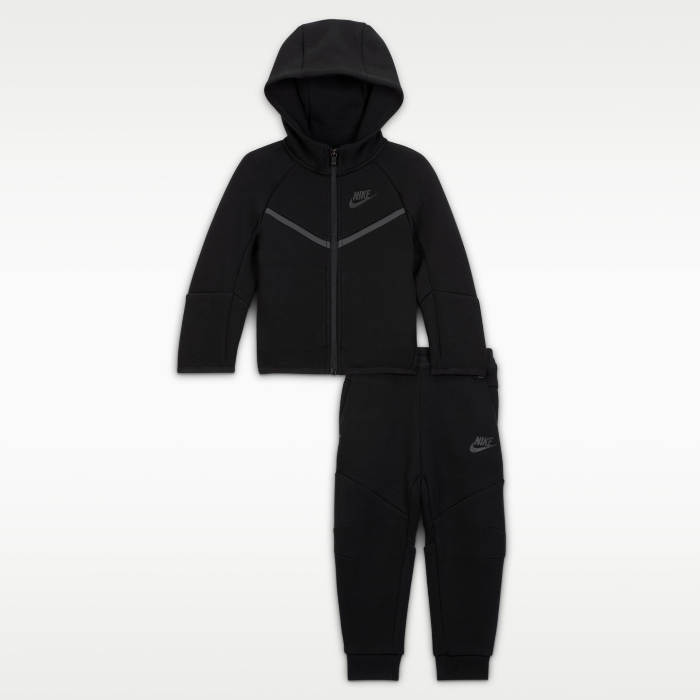 Комплект для малышей Nike Sportswear Tech Fleece из 2 предметов на молнии, 12-24 мес, цвет: Чёрный — фото 1