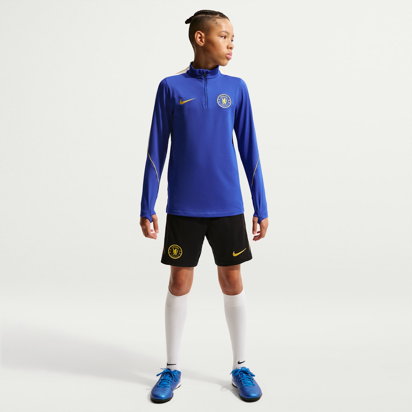Детский трикотажный тренировочный топ Nike Chelsea FC Strike Dri-FIT, цвет: Яркий синий / Белый — фото 7