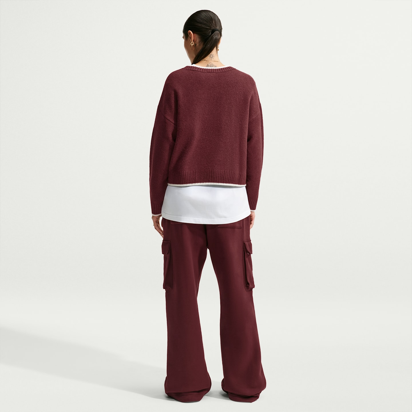 Женский свободный свитер Nike Sportswear Chill Knit с V-образным вырезом, цвет: Меланжевый / Белый — фото 5