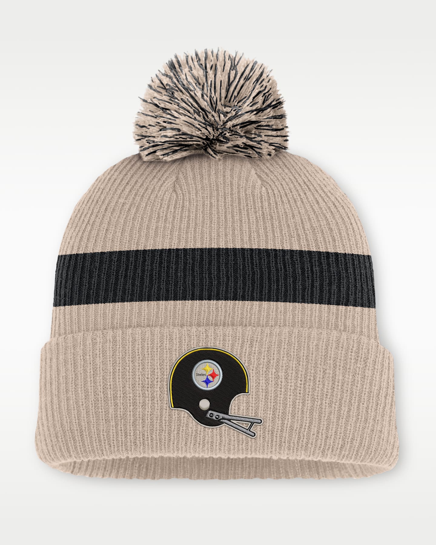 Мужская шапка-бини с помпоном Nike Pittsburgh Steelers Rewind Peak NFL, цвет: Песочный — фото 3