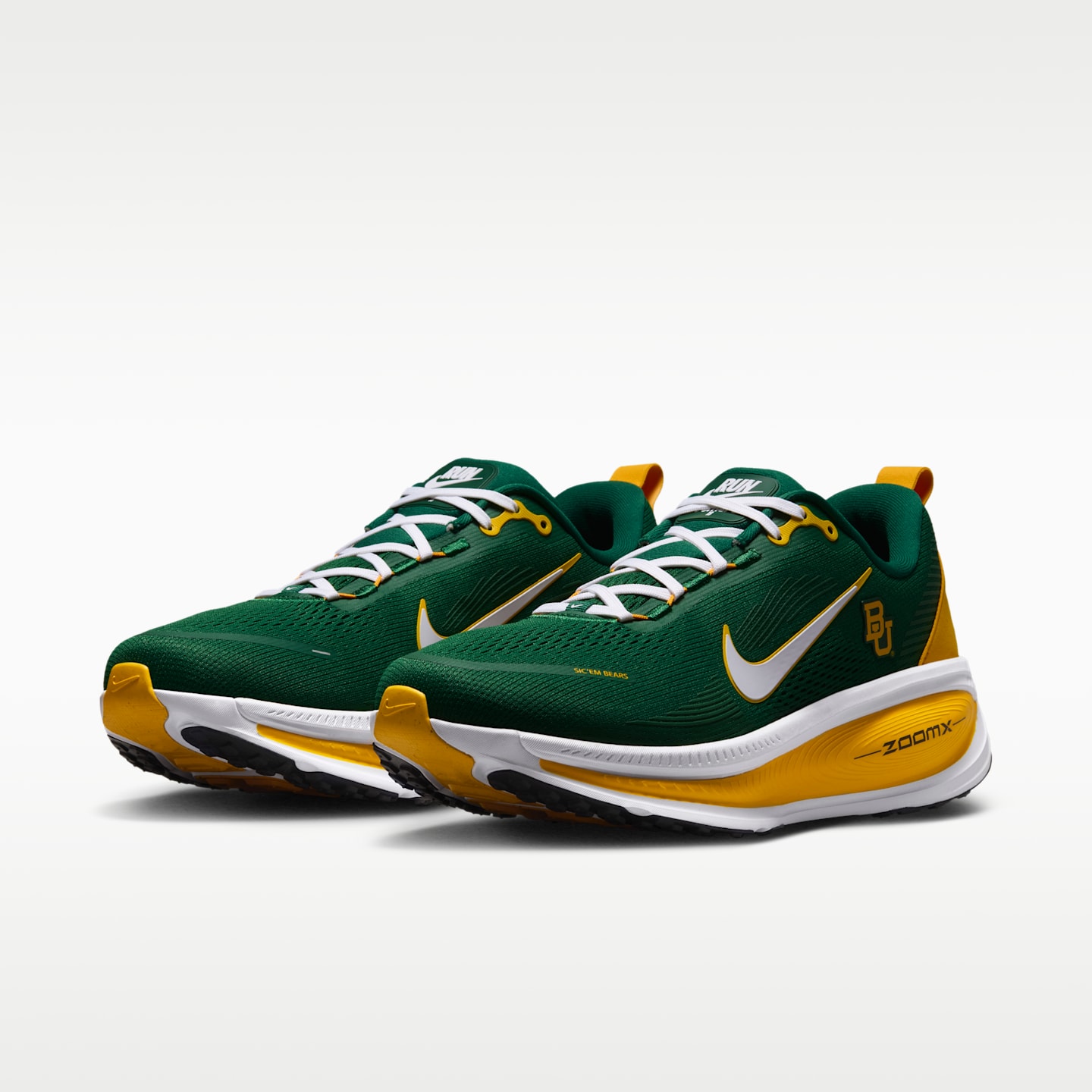 Мужские кроссовки Nike College Vomero 18 (Baylor) Road Running, цвет: Зелёный / Золотой — фото 5