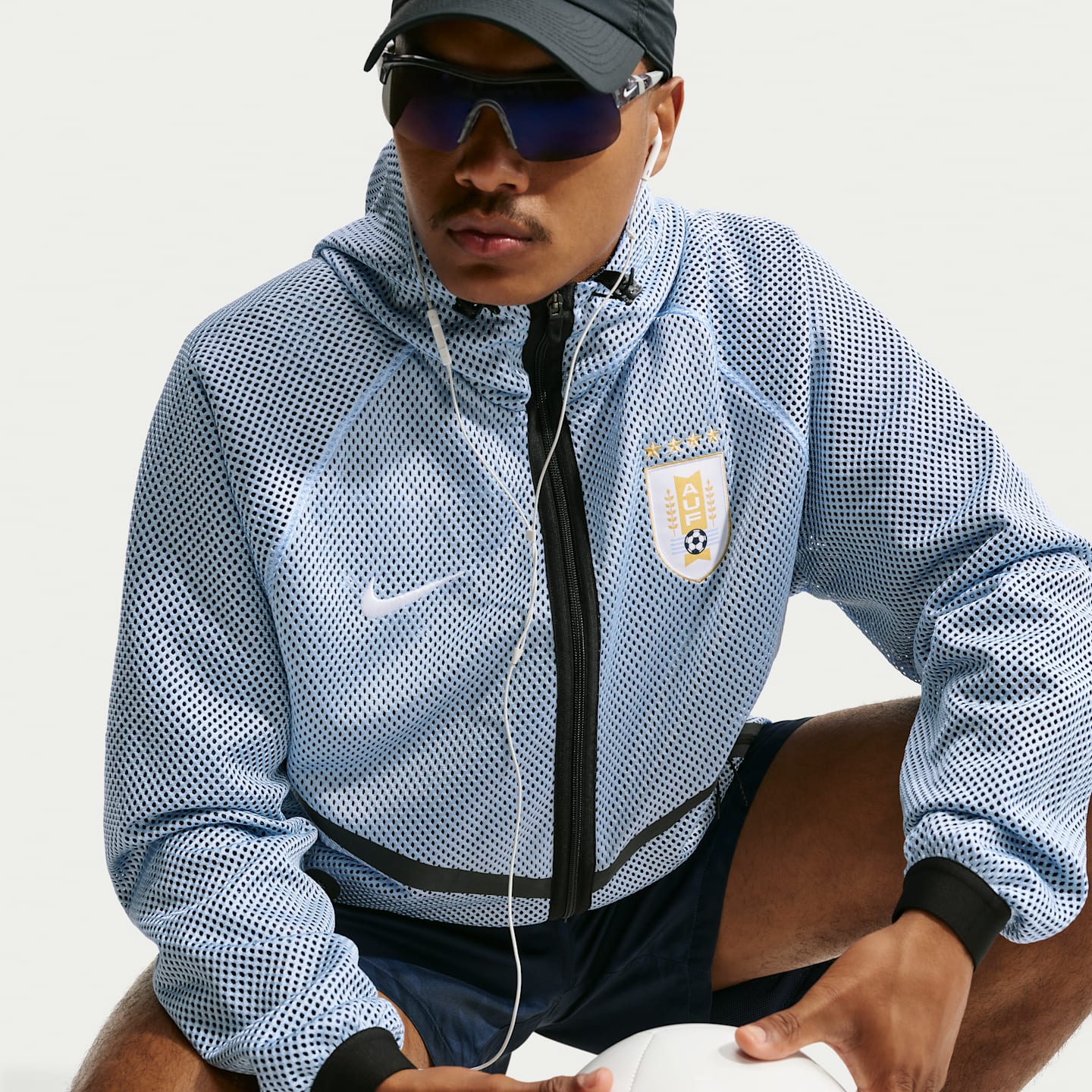 Мужская куртка Nike Uruguay Dri-FIT Soccer Anthem, цвет: Королевский синий / Обсидиановый — фото 3