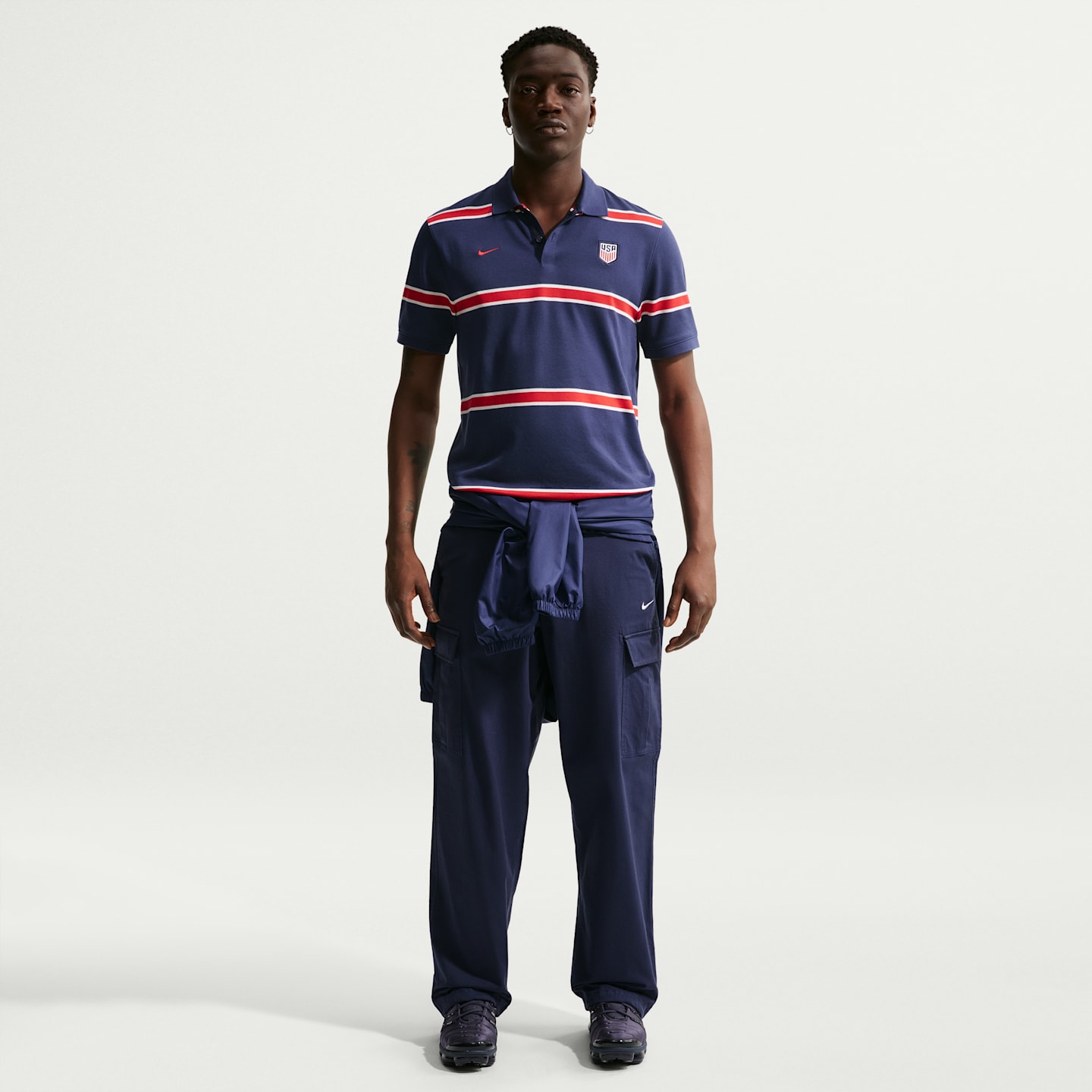 Мужские поло Usmnt The Nike Polo Dri-FIT Soccer Polo, цвет: Тёмно-синий / Молочный — фото 4