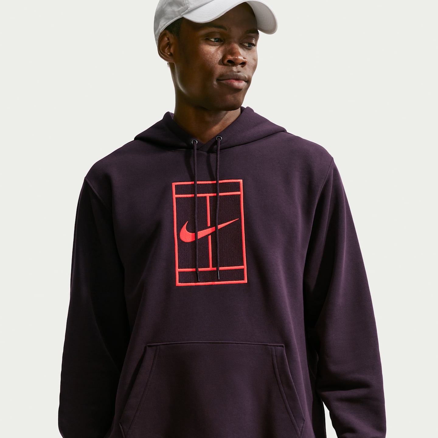 Мужское флисовое теннисное худи NikeCourt Slam Dri-FIT, цвет: Бордовый пепельный / Малиновый — фото 1