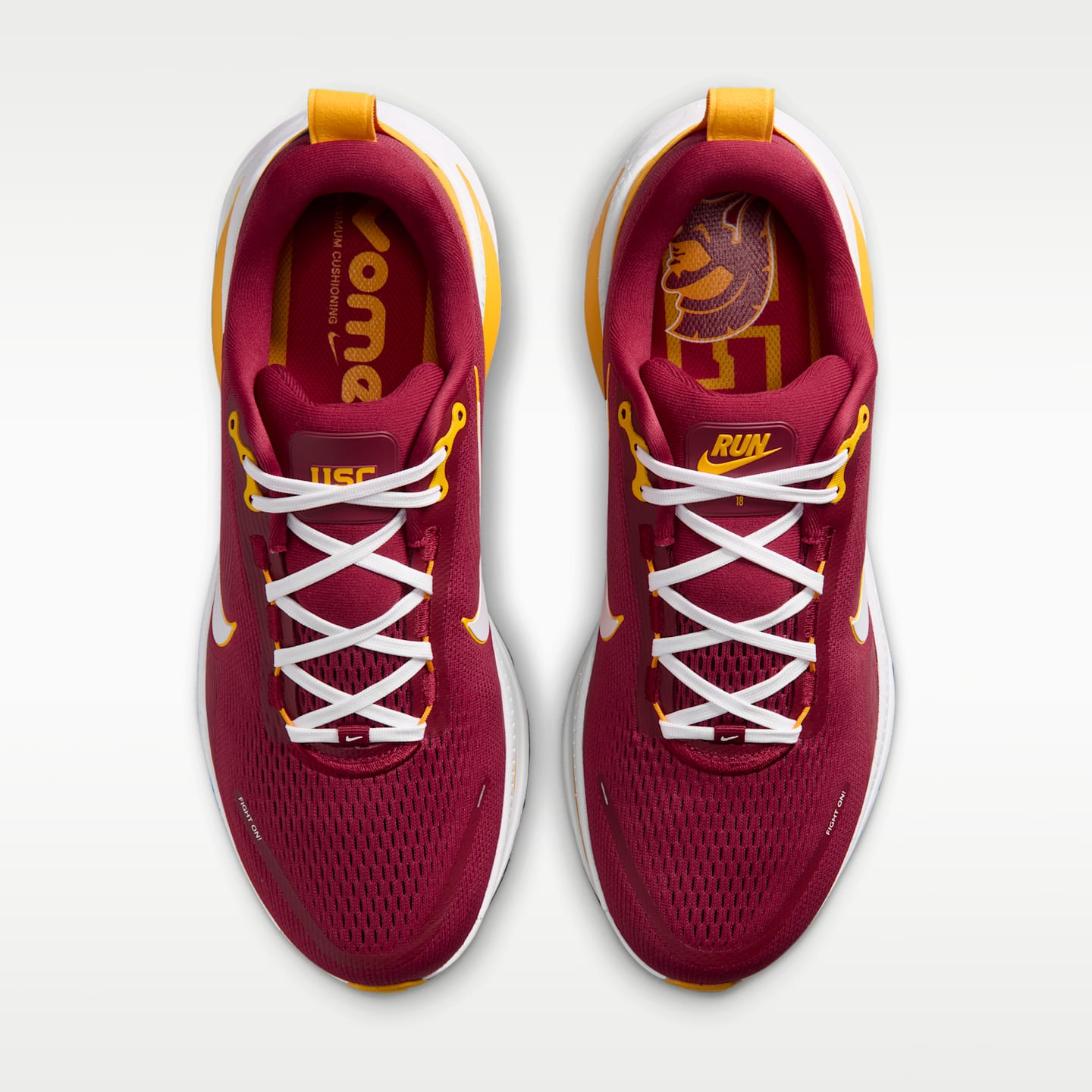 Мужские кроссовки Nike College Vomero 18 (USC) Road Running, цвет: Малиновый / Золотой — фото 4