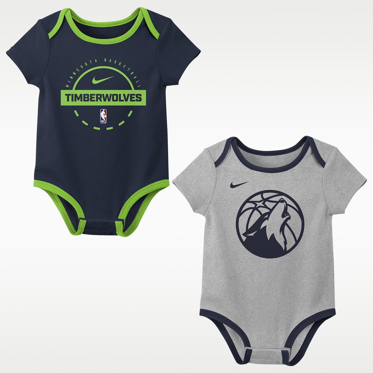 Детский комплект из двух боди Nike NBA Minnesota Timberwolves, цвет: Тёмно-синий / Серый — фото 3