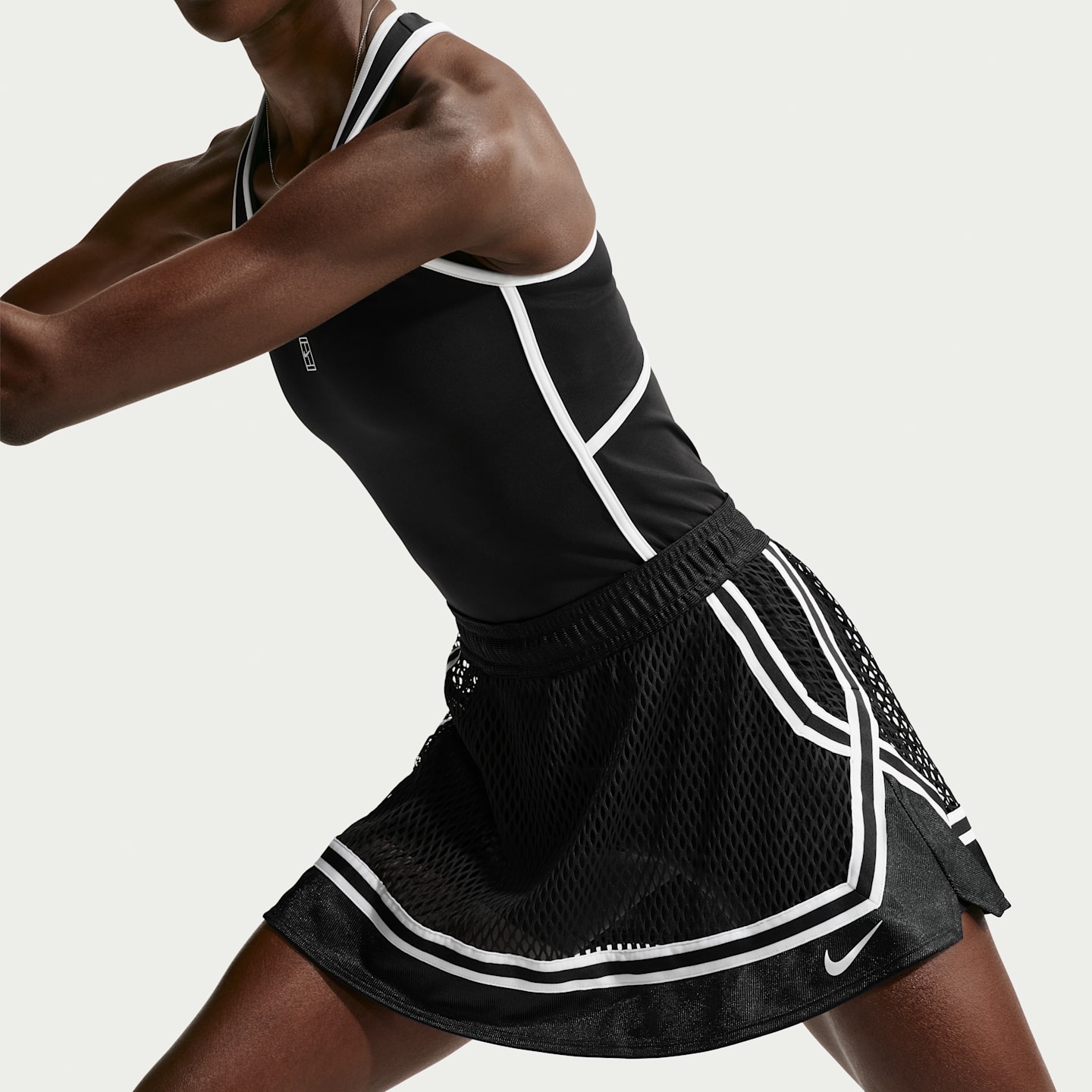 Женская теннисная юбка NikeCourt Slam с высокой талией, цвет: Чёрный / Белый — фото 4