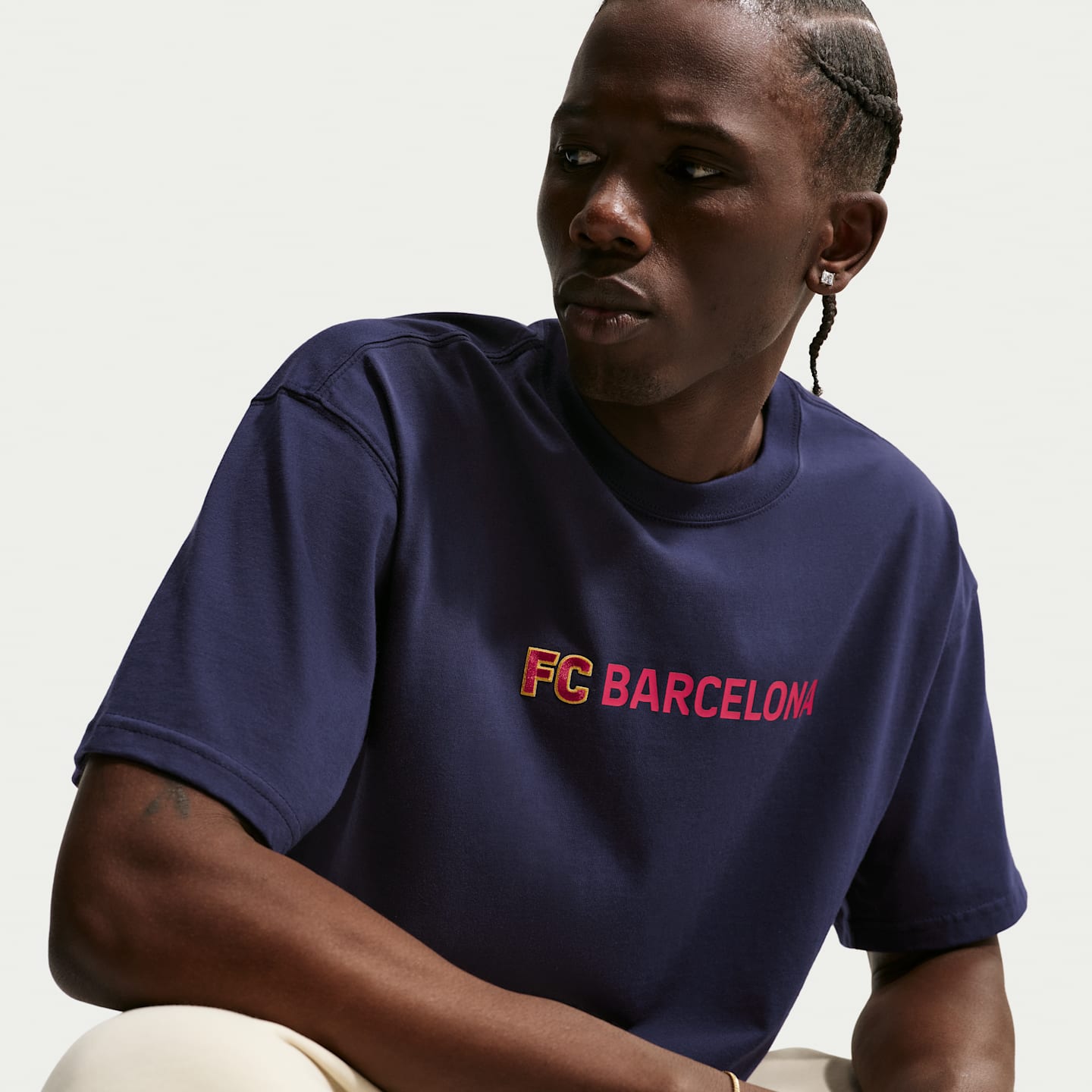 Мужская футбольная футболка Nike FC Barcelona Premium, цвет: Синий — фото 1