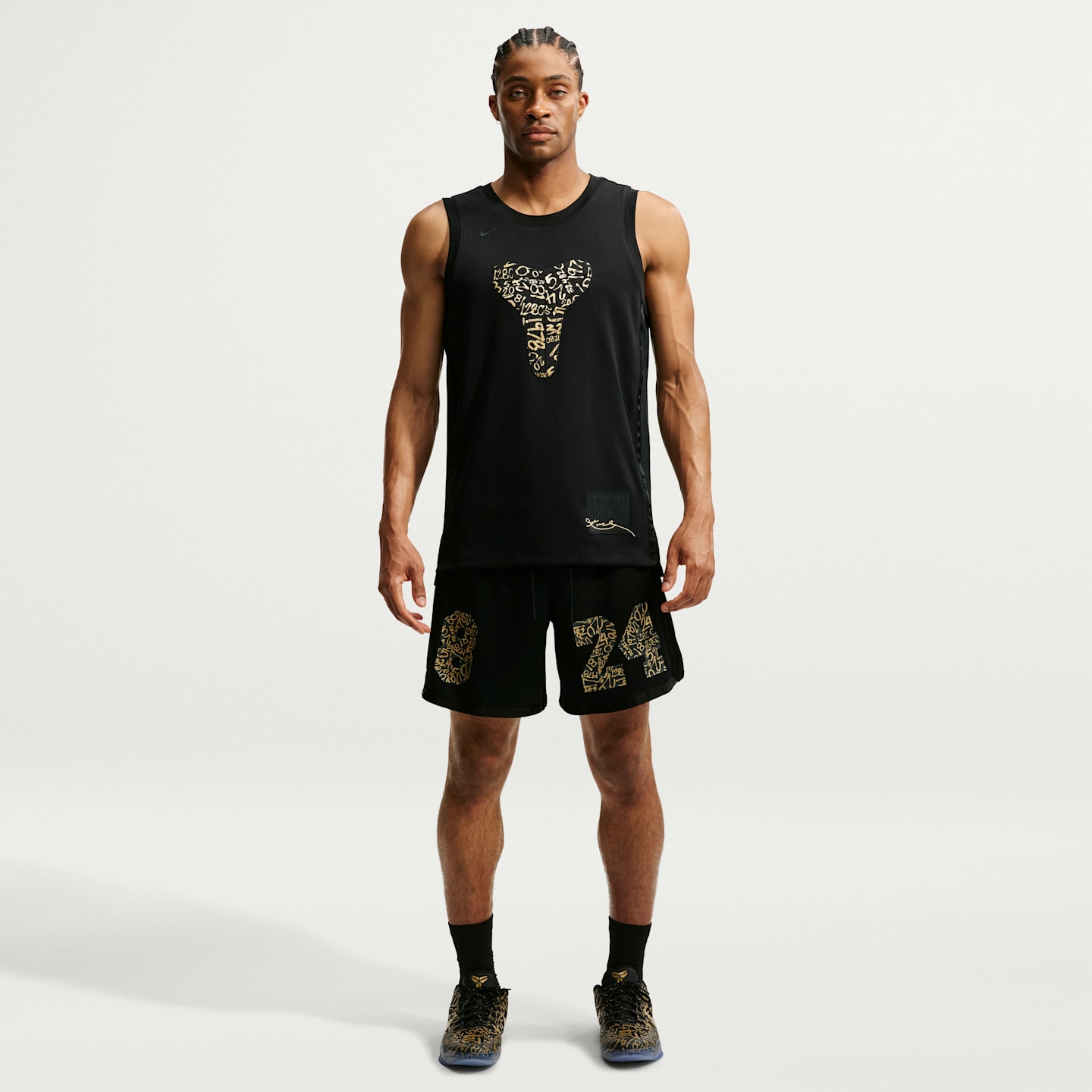 Мужской топ Nike Kobe Performance Sleeveless Top, цвет: Чёрный / Металлик золотой — фото 4
