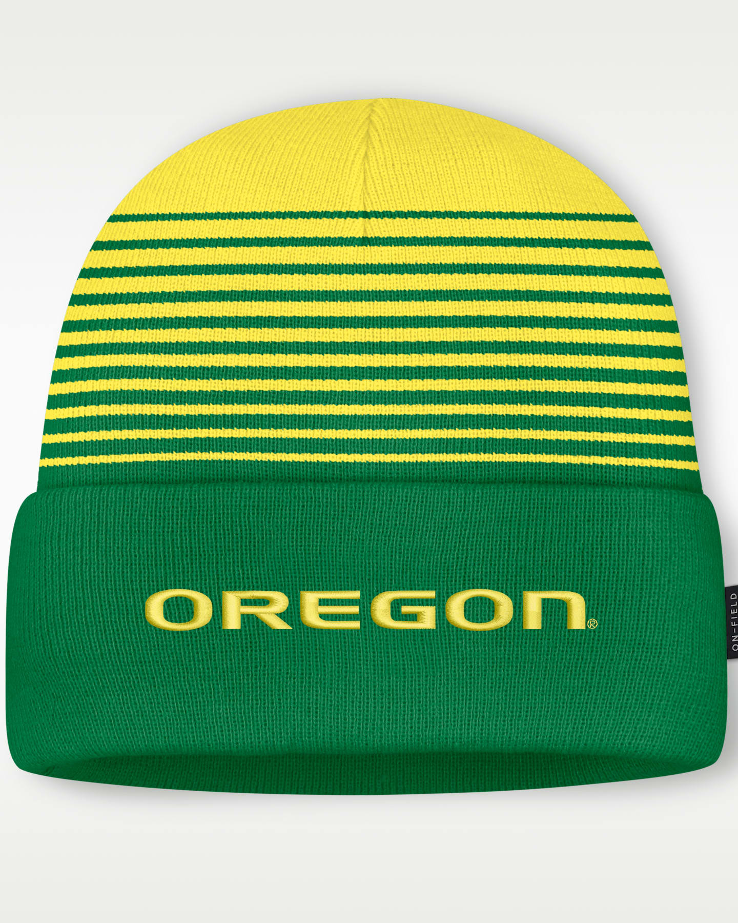 Мужская шапка-бини Nike Oregon Sideline Utility с отворотом, цвет: Зелёный / Жёлтый — фото 2