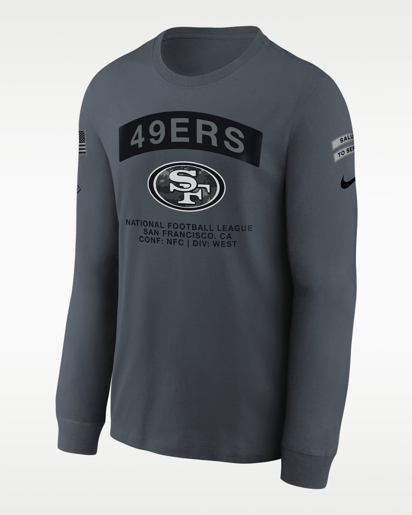 Детский лонгслив Nike San Francisco 49ers Salute to Service NFL, цвет: Серый — фото 3