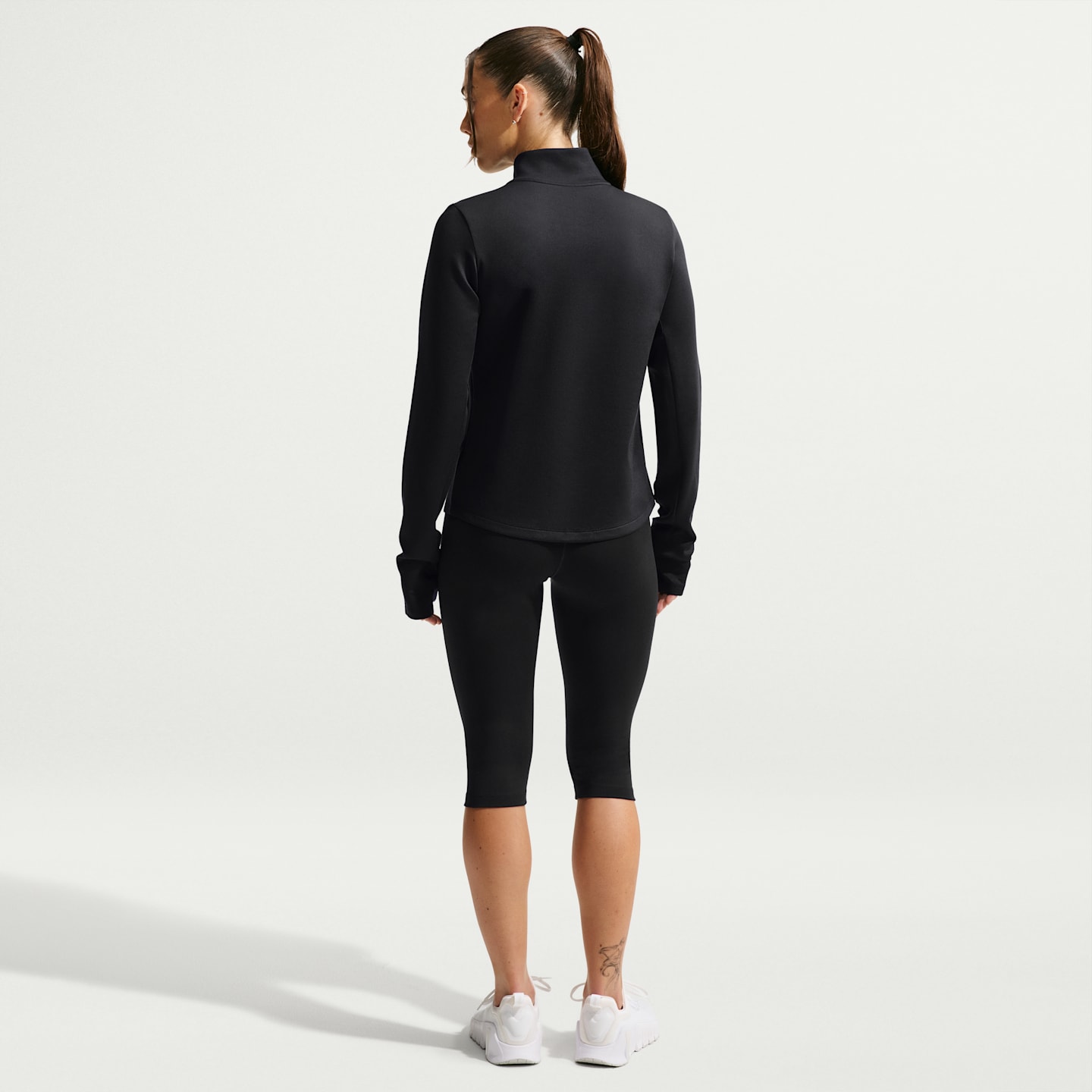Женский промежуточный слой Nike One Therma-FIT на молнии 1/2, цвет: Чёрный / Белый — фото 5