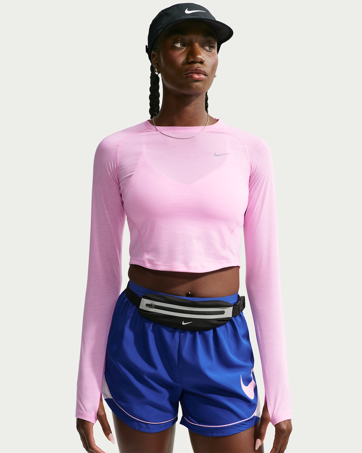 Женский укороченный беговой лонгслив Nike Tempo Dri-FIT, цвет: Розовый — фото 6