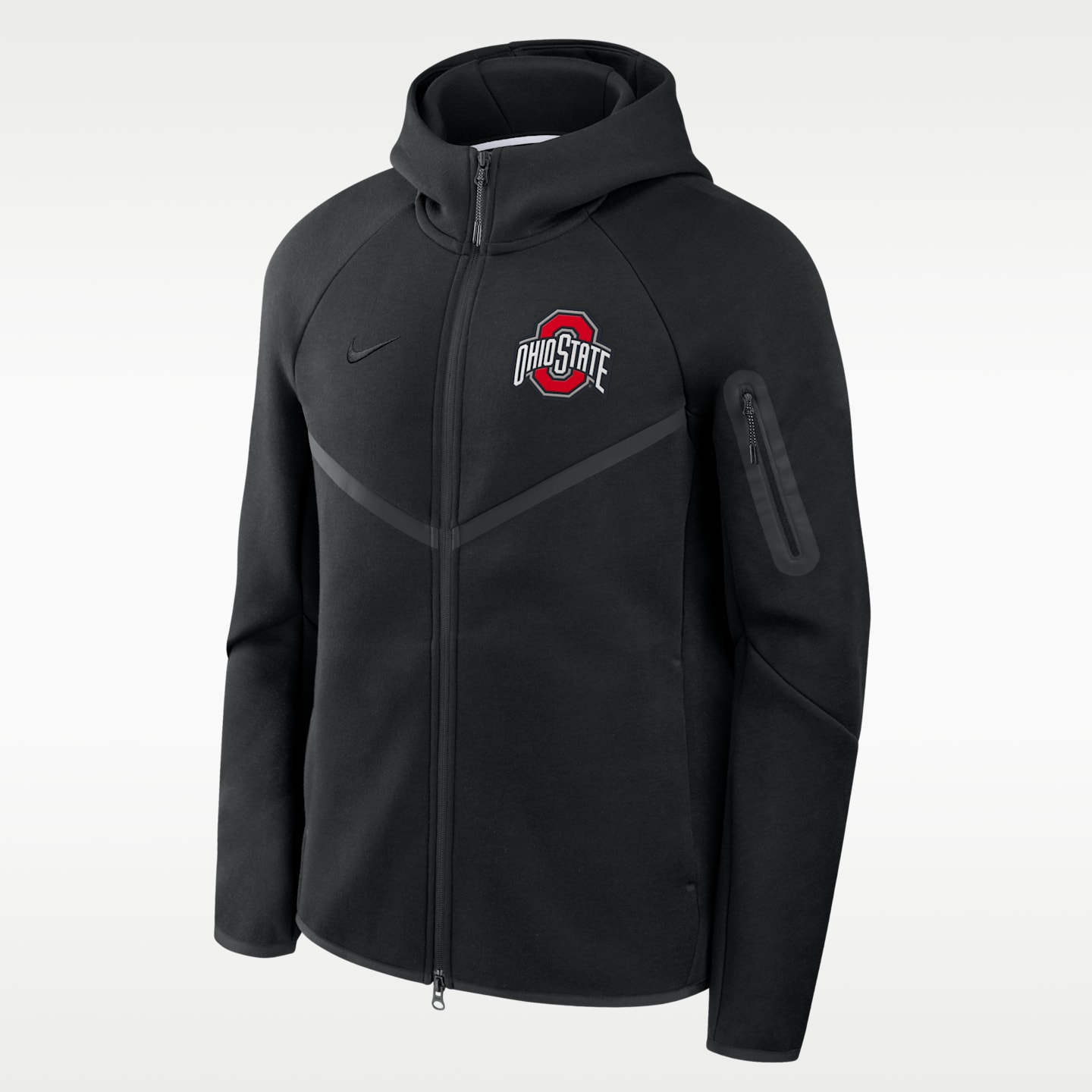 Мужская куртка Nike Ohio State Tech Fleece Windrunner на молнии с капюшоном, цвет: Чёрный — фото 1