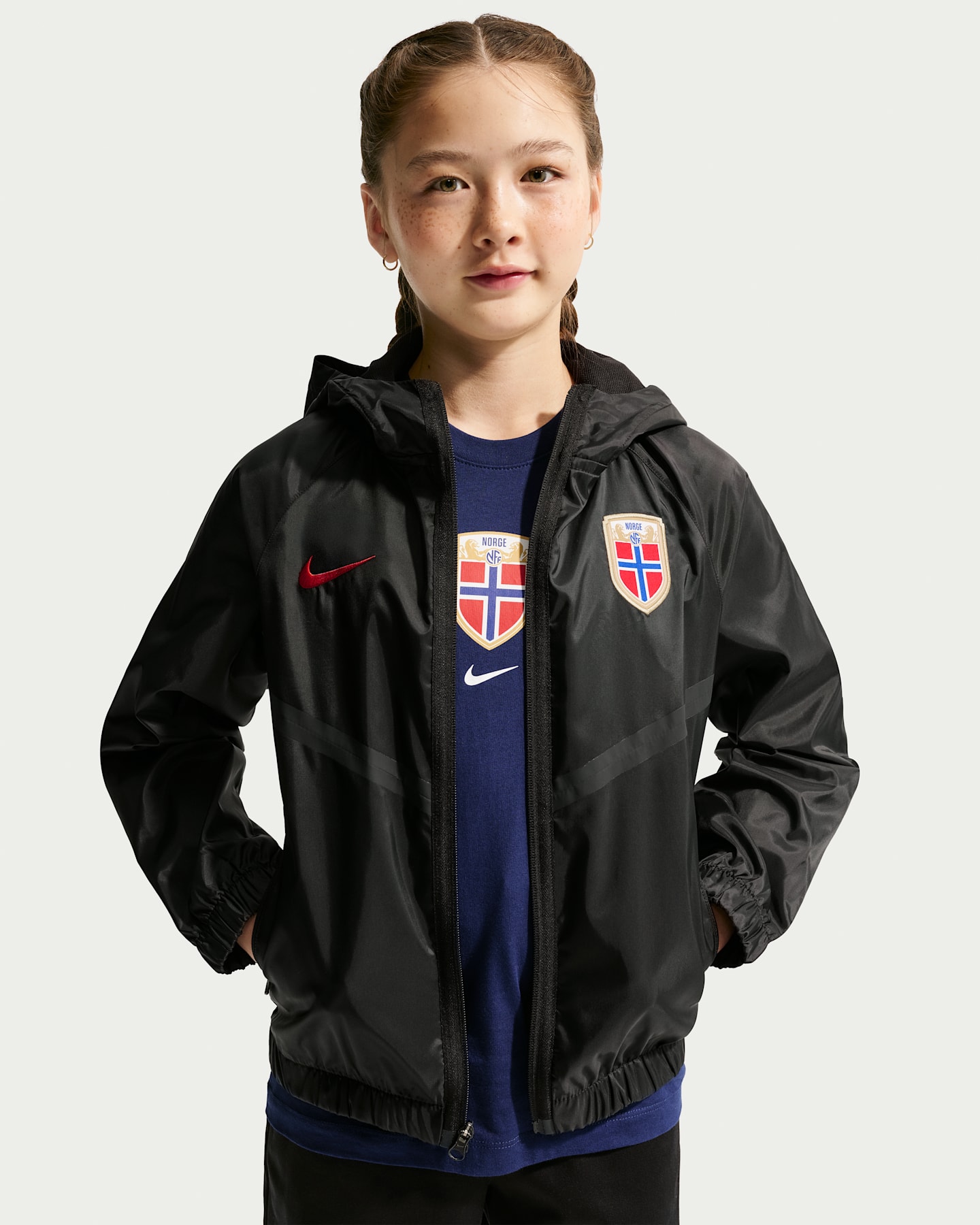 Детская куртка Nike Norway Dri-FIT Soccer Anthem, цвет: Чёрный / Красный — фото 6