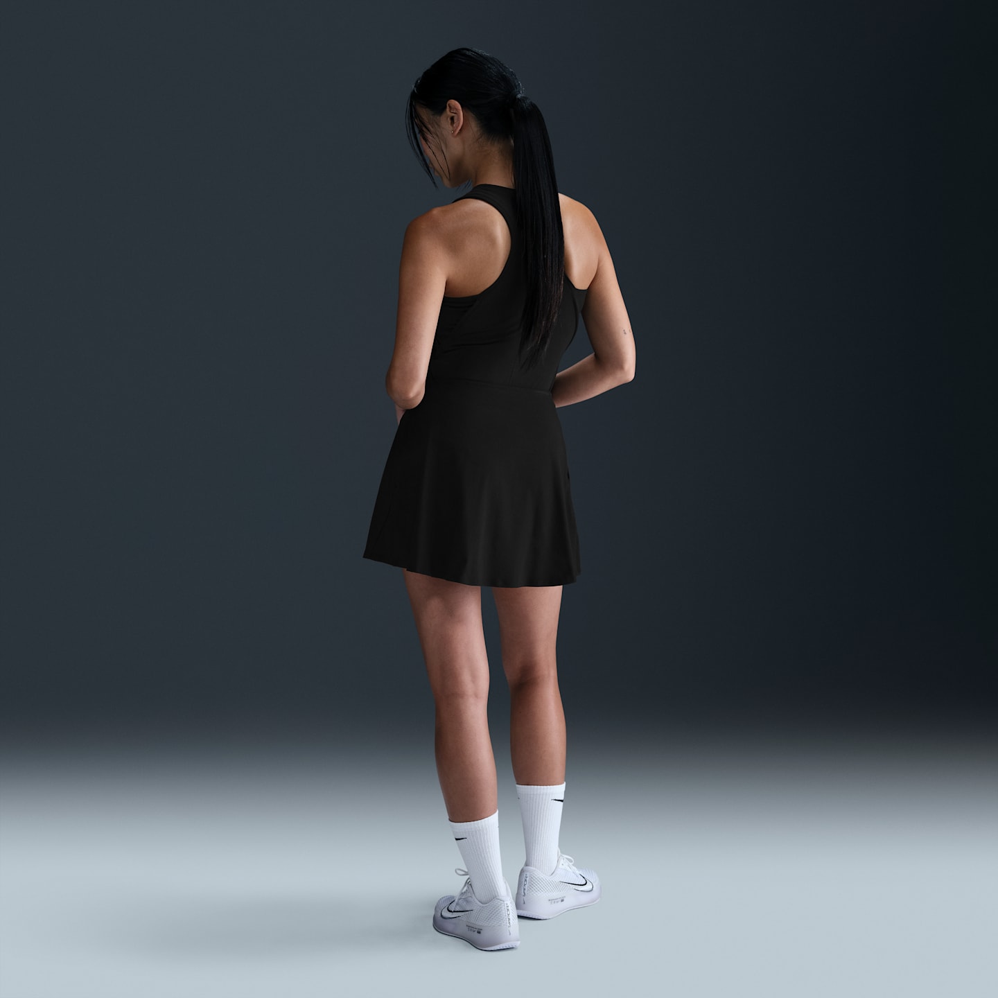 Женская юбка Nike Victory Dri-FIT Flouncy Tennis, цвет: Чёрный / Белый — фото 4
