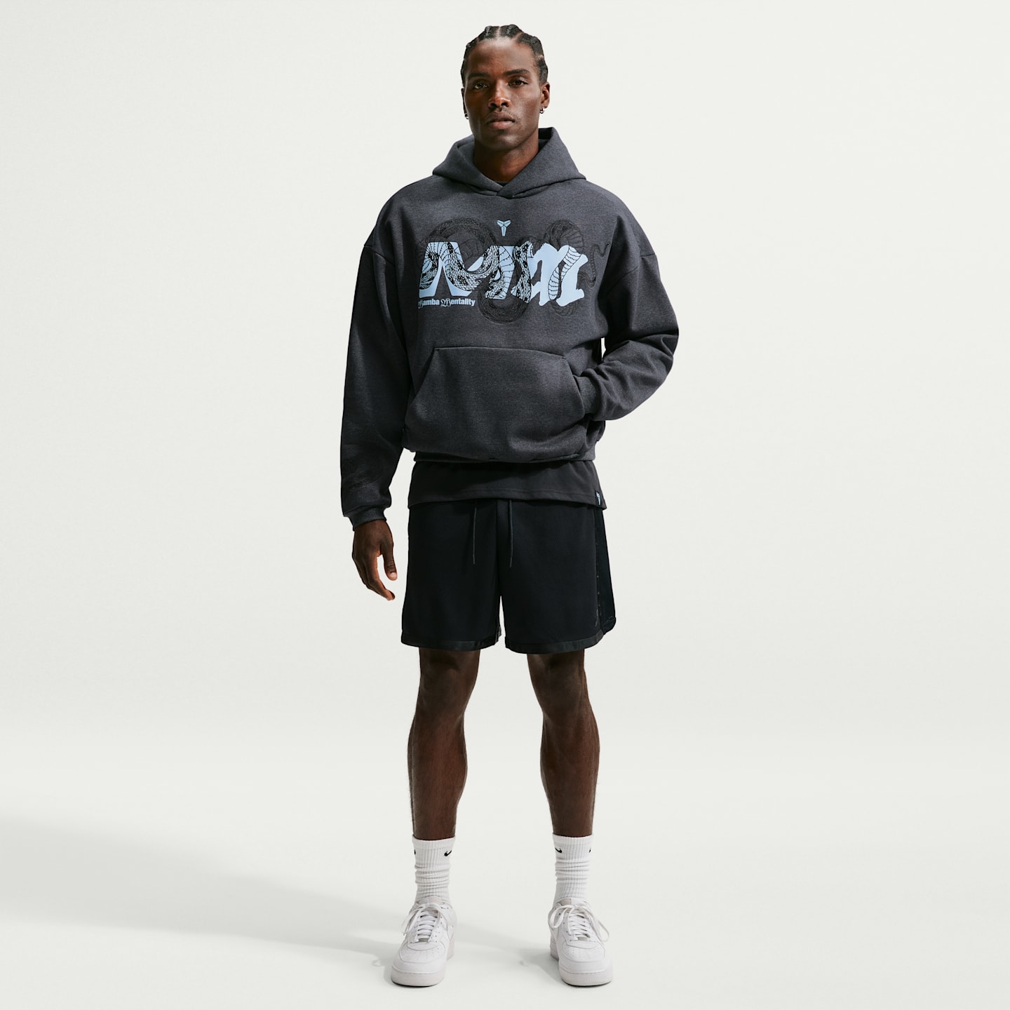 Мужское баскетбольное худи Nike Kobe Therma-FIT, цвет: Чёрный меланжевый / Синий — фото 4