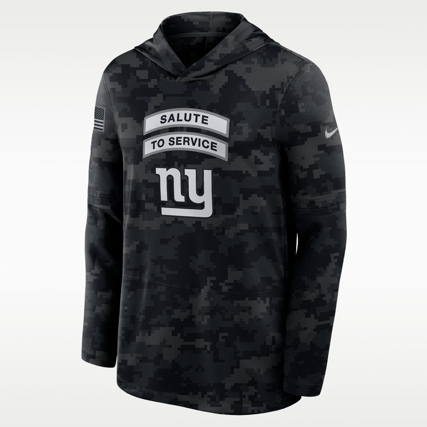 Мужской лонгслив с капюшоном Nike Dri-FIT NFL New York Giants Salute to Service, цвет: Чёрный — фото 1