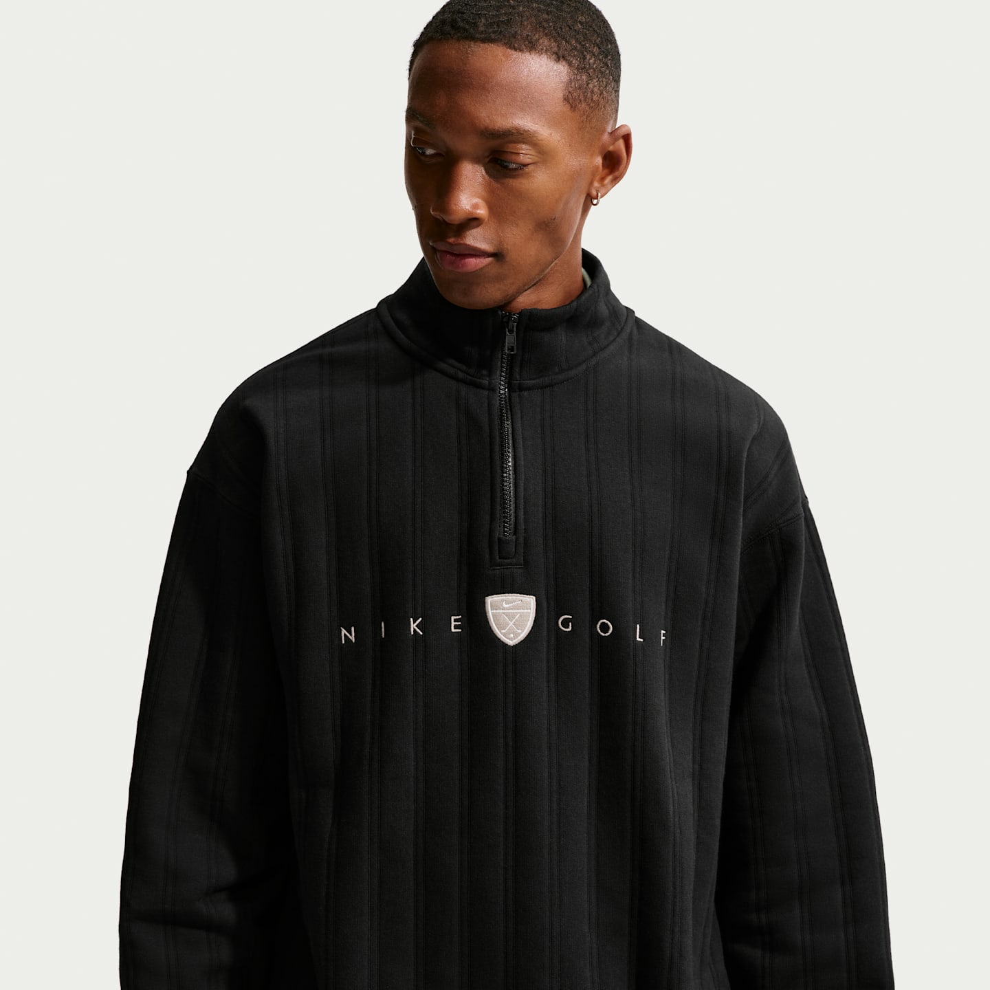 Мужской топ для гольфа Nike Fairway Fresh Therma-FIT оверсайз на молнии 1/2, цвет: Чёрный — фото 1