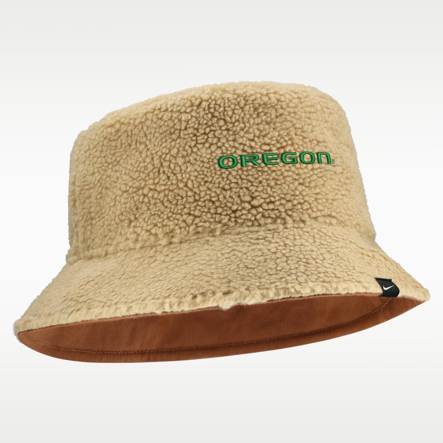 Мужская панама Nike Oregon Campus Prep Script Reversible College Bucket Hat, цвет: Бежевый / Рыжевато-коричневый — фото 2