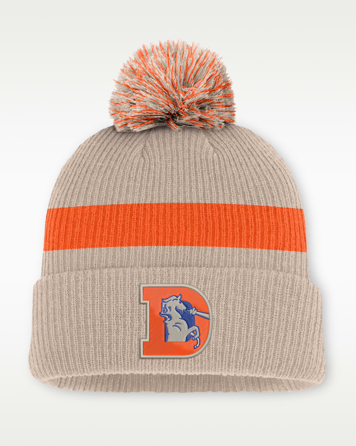 Мужская шапка бини Nike Denver Broncos Rewind Peak NFL с помпоном и отворотом, цвет: Песочный — фото 3