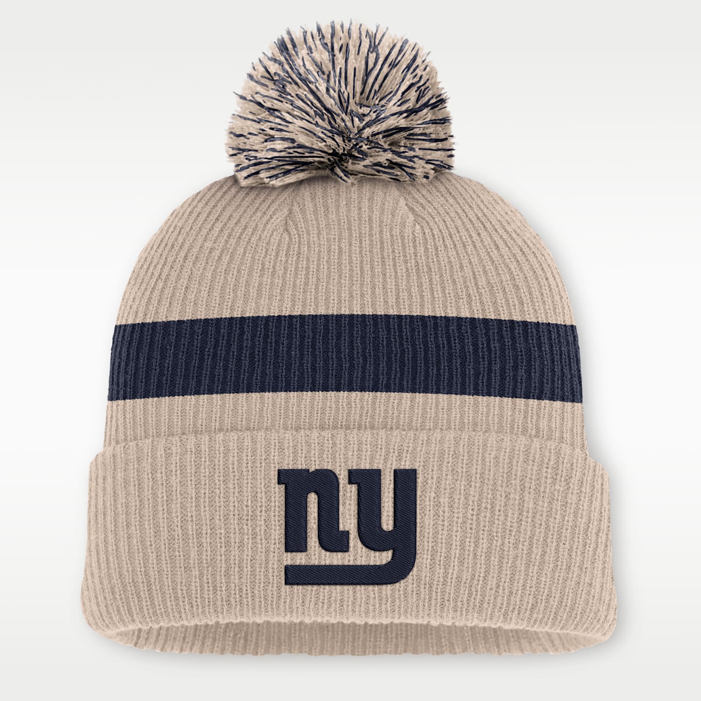 Мужская шапка с отворотом и помпоном Nike NFL New York Giants Rewind Peak, цвет: Песочный — фото 1
