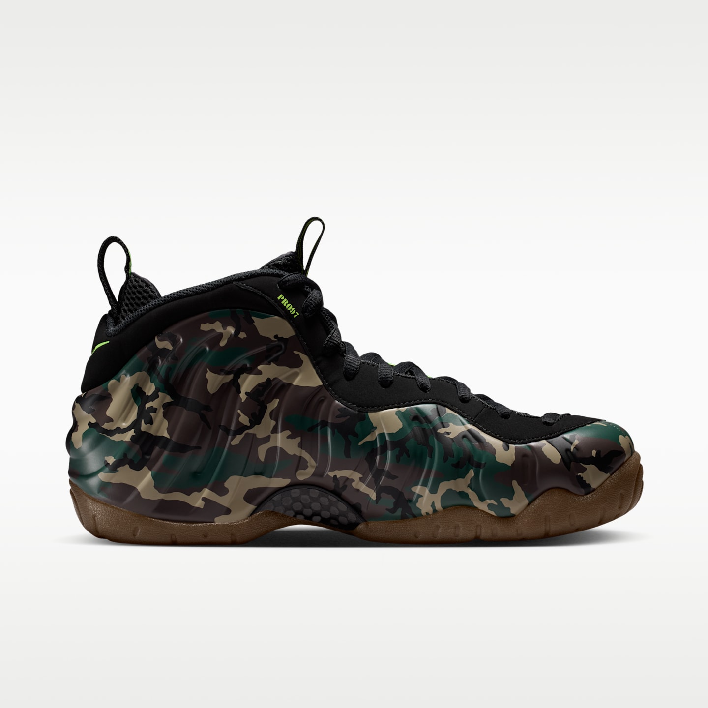 Мужские кроссовки Nike Air Foamposite Pro Premium, цвет: Чёрный / Зелёный — фото 3