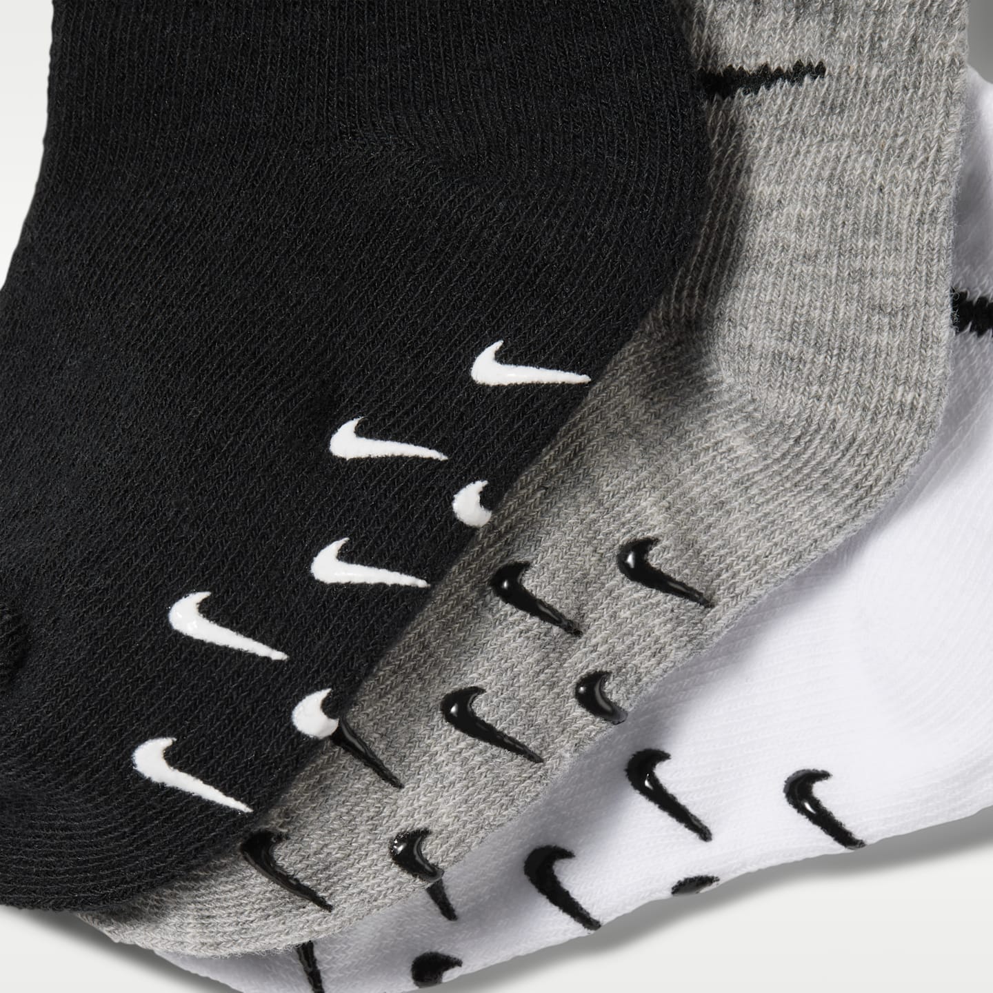 Нескользящие носки для малышей Nike Core Swoosh, 6 пар, цвет: Тёмный серый меланжевый — фото 3