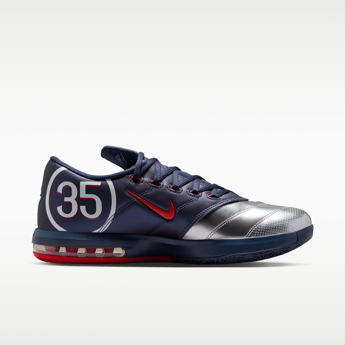 Мужские кроссовки Nike KD 6 x Paris Saint-Germain, цвет: Серебряный / Красный — фото 3