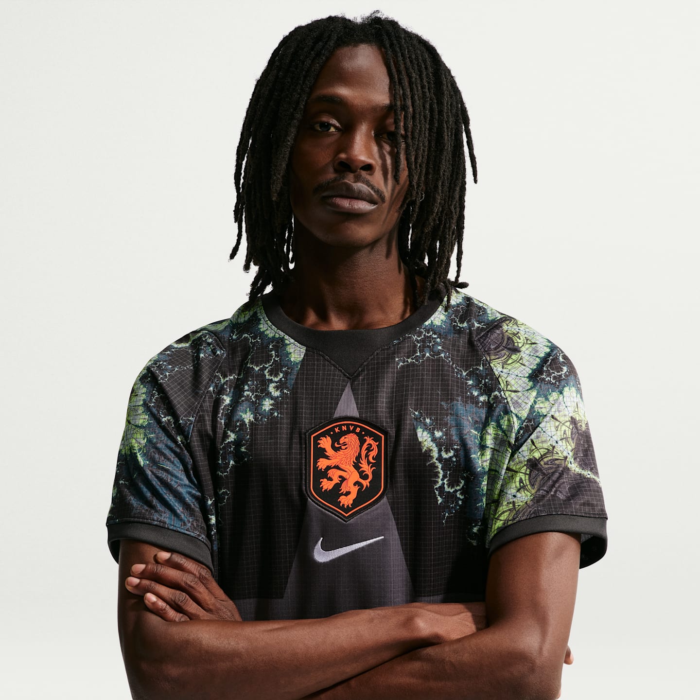 Мужской топ Nike Netherlands National Team 2026 Stadium Home Dri-FIT Soccer Jersey, цвет: Чёрный / Средний пепельный — фото 1