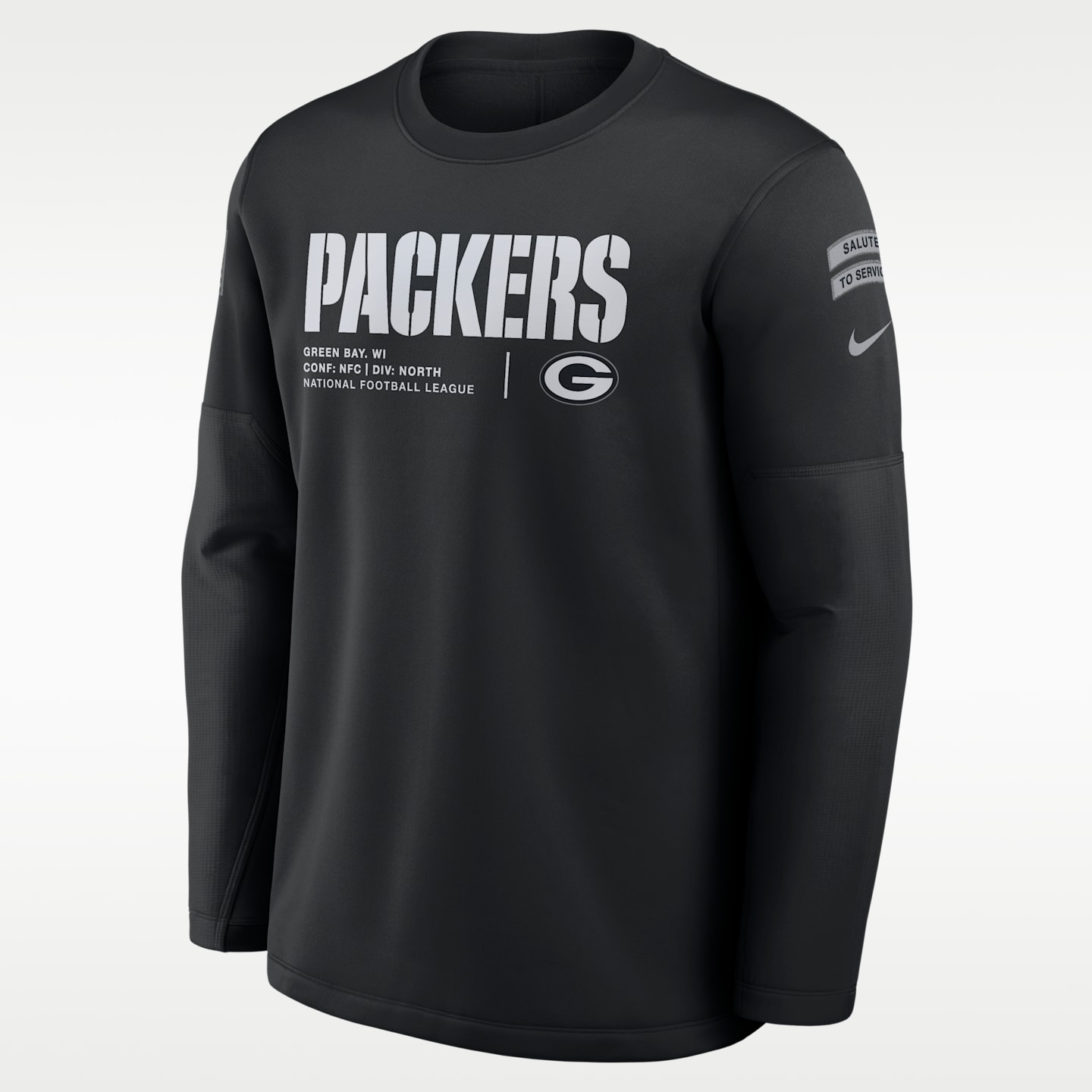 Мужской свитшот Nike Green Bay Packers Salute to Service Sideline Coaches NFL, цвет: Чёрный — фото 1