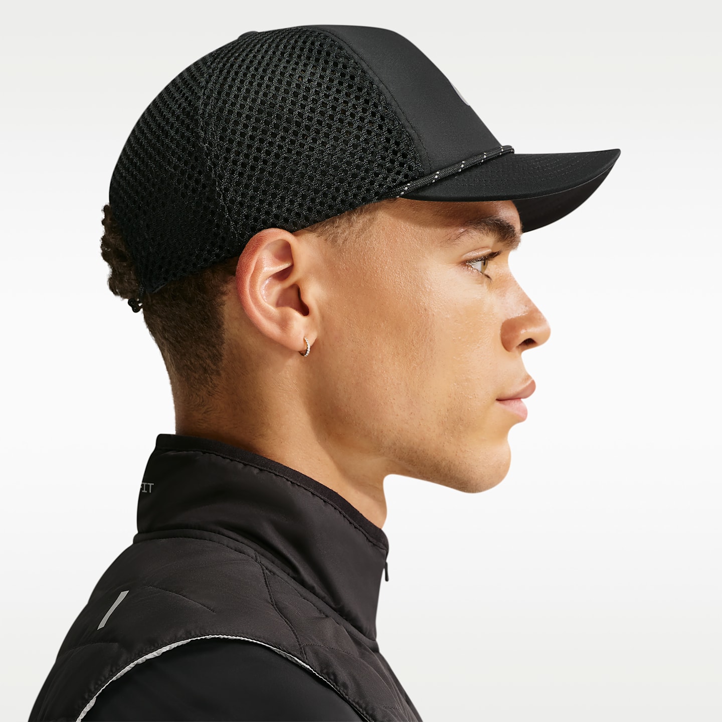 Кепка Nike Pro Dri-FIT Unstructured Swoosh Run, цвет: Чёрный / Антрацитовый — фото 2