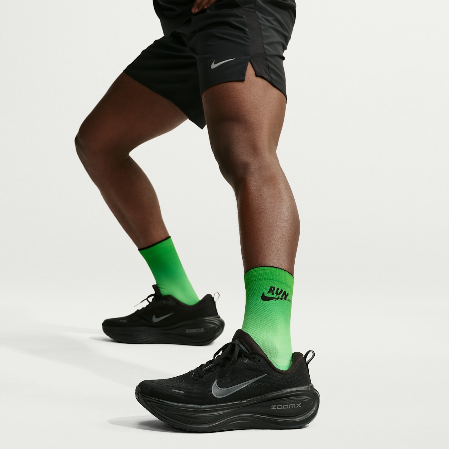 Беговые носки Nike Run Midweight, 1 пара, цвет: Зелёный / Чёрный — фото 4