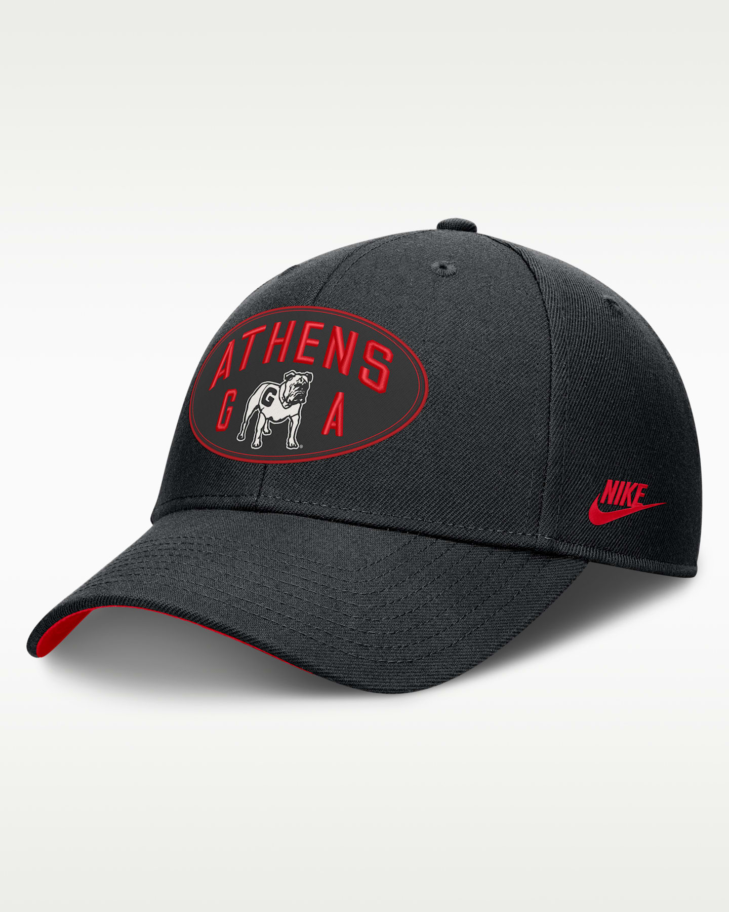 Мужская регулируемая кепка Nike Georgia Legacy Letter & Location Rise Dri-FIT A-Frame, цвет: Чёрный / Красный — фото 3