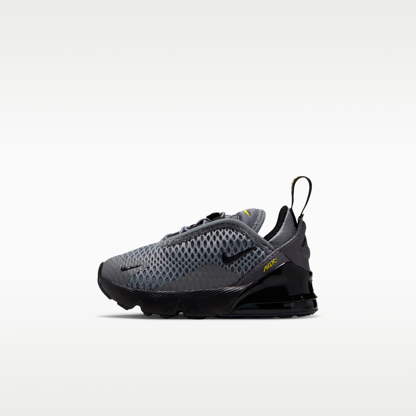 Детские кроссовки Nike Air Max 270 Baby/Toddler, цвет: Дымчатый серый / Жёлтый — фото 1