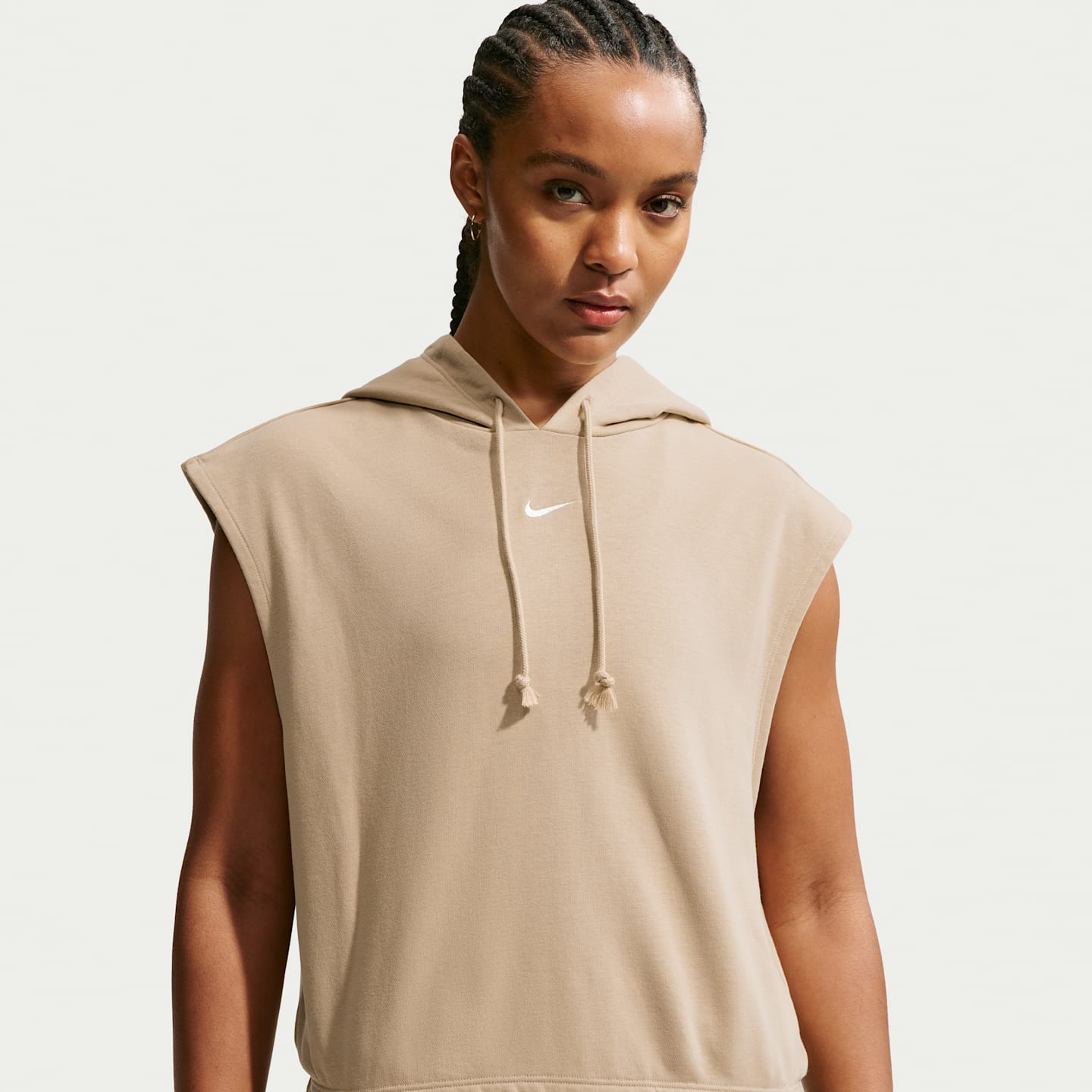 Женский топ Nike Sportswear Phoenix Fleece без рукавов, цвет: Льняной / Молочный — фото 1