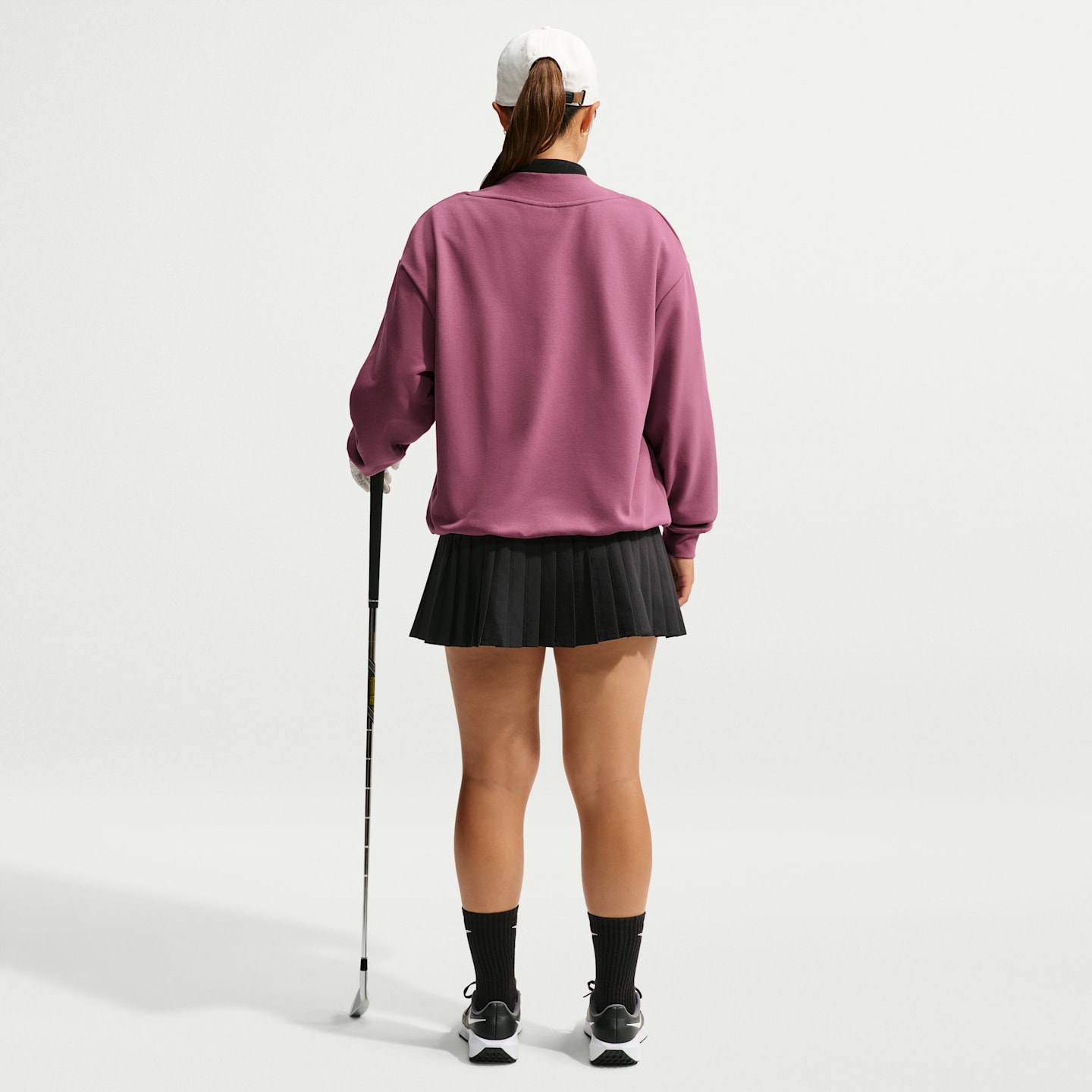 Женский топ Nike Fairway Fresh Dri-FIT Fleece Golf Top, цвет: Розовый дымчатый / Белый — фото 5